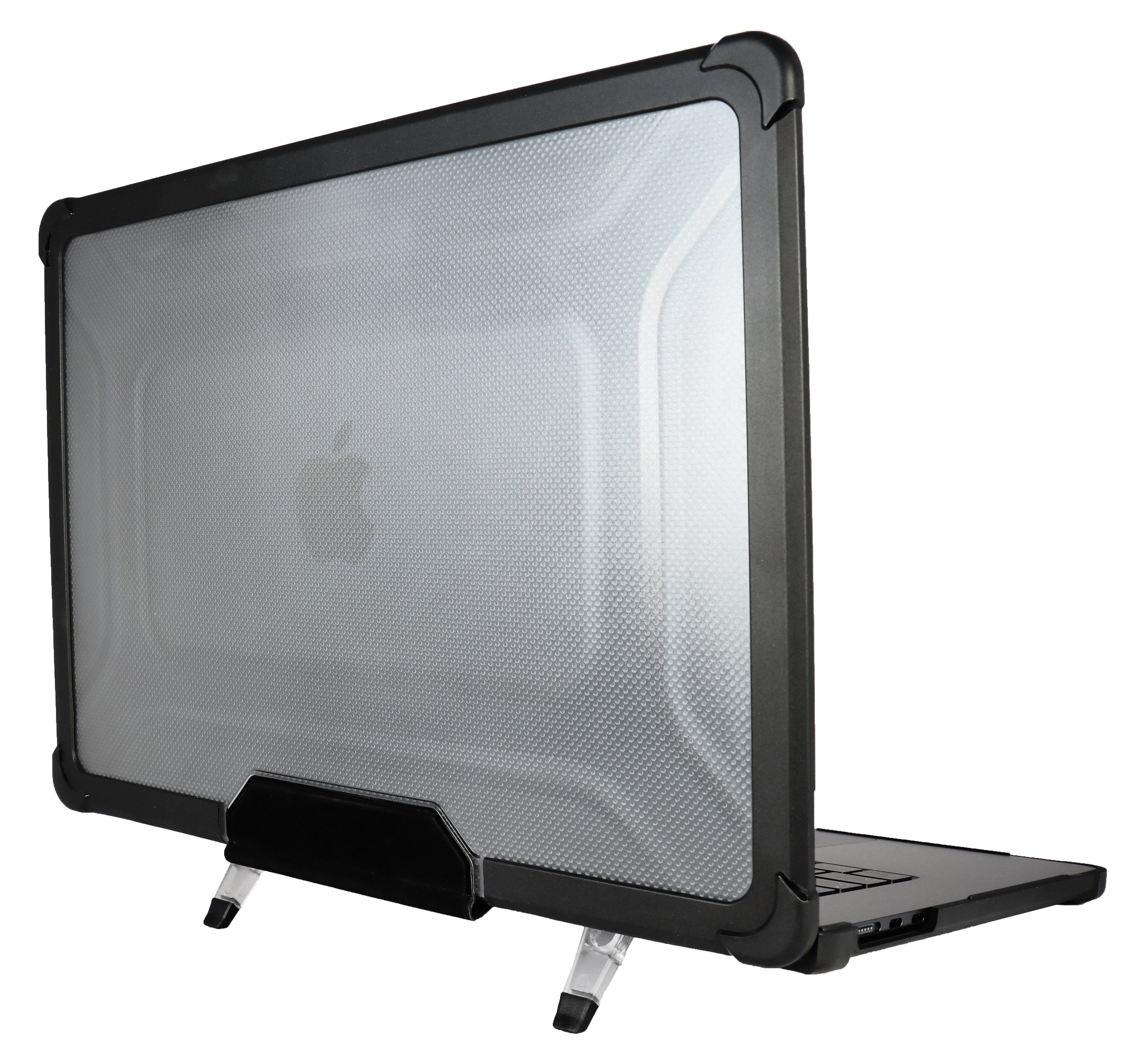 honju Laptop-Hülle FIT Kickstand Case - MacBook Air 15 Zoll Hülle (M5 / M4 / M3 / M2), [Ausklappbare Standfüße] schwarz / transparent