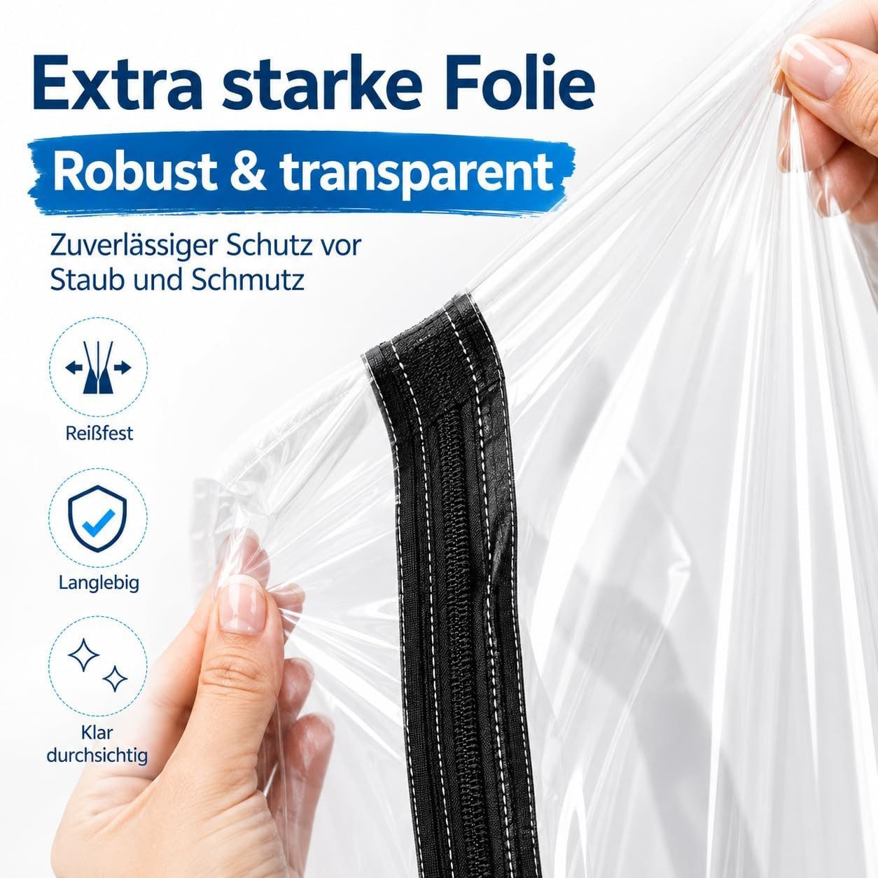 TK Gruppe Staubschutztür Staubschutz-Folientür 110 × 220 cm mit Reißverschluss, Easy Comfort, (1-St) – Bild 3 von 5