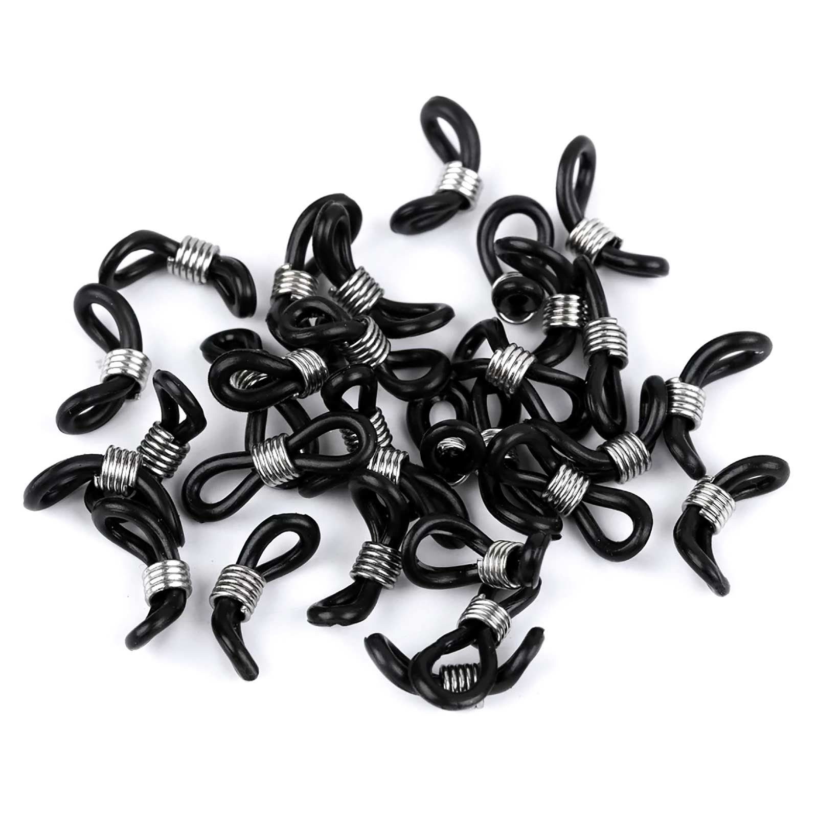 maDDma Brillenband 30 Gummischlaufen Ösen für Brillenband Brillenkette, schwarz silber