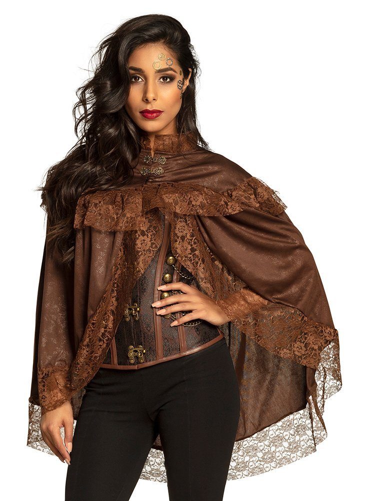 Boland Umhang Steampunk Cape, Bronzefarbener Überwurf für Steampunk-Ladies