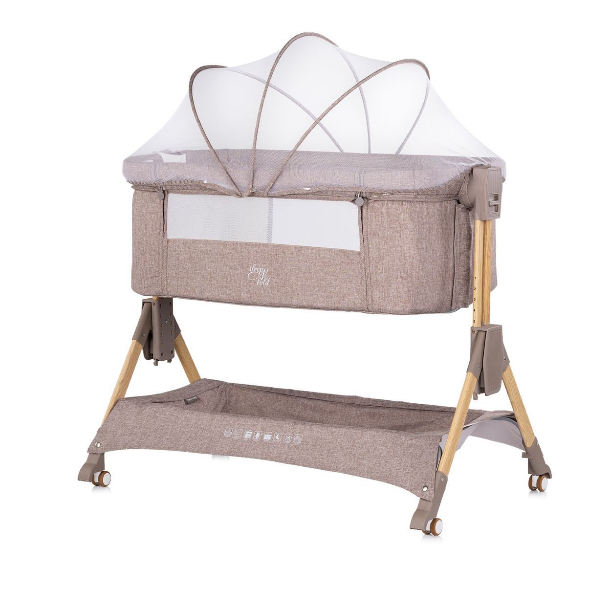 Chipolino Komplettbett Beistellbett Sleep´n Fold, Matratze Räder Schwingfunktion Wickelauflage