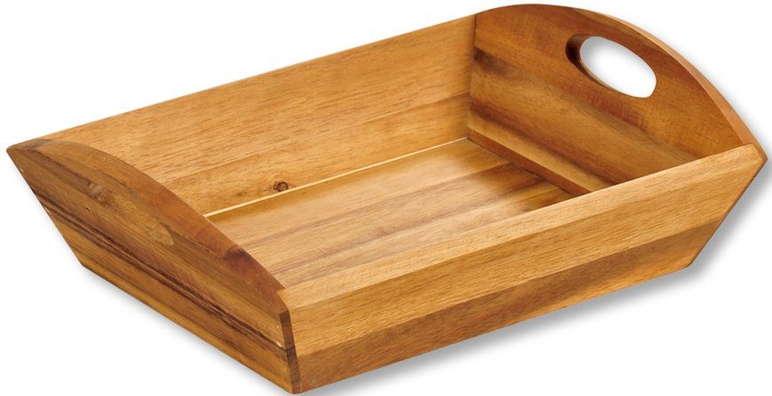 KESPER® Tablett Serviertablett, Akazienholz, (1-tlg), mit zwei Tragegriffen