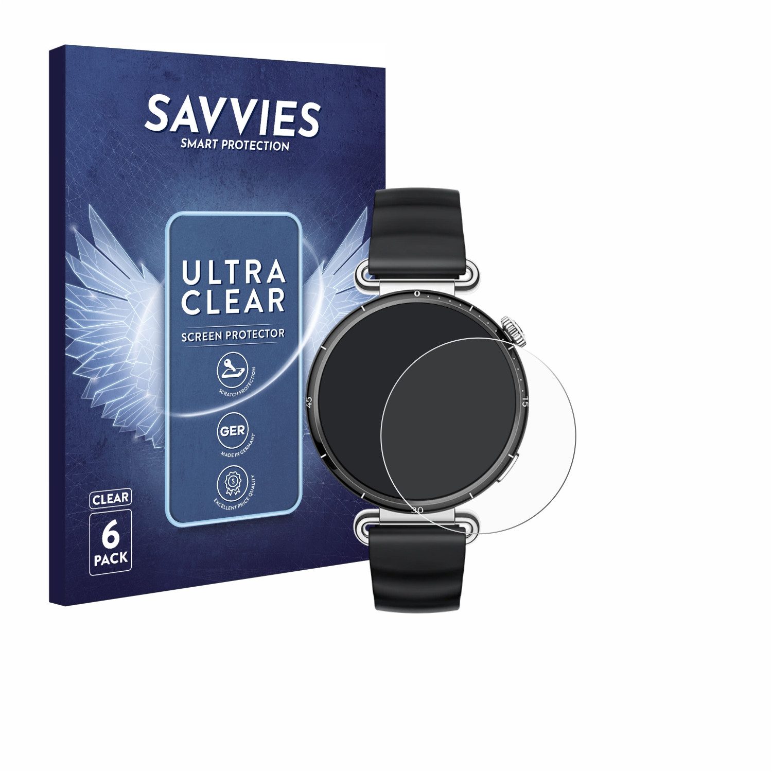 Savvies Displayschutzfolie Schutzfolie für Huawei Watch GT 6 (41 mm), 6 Stück, Displayschutz Schutz Folie Klar Transparent