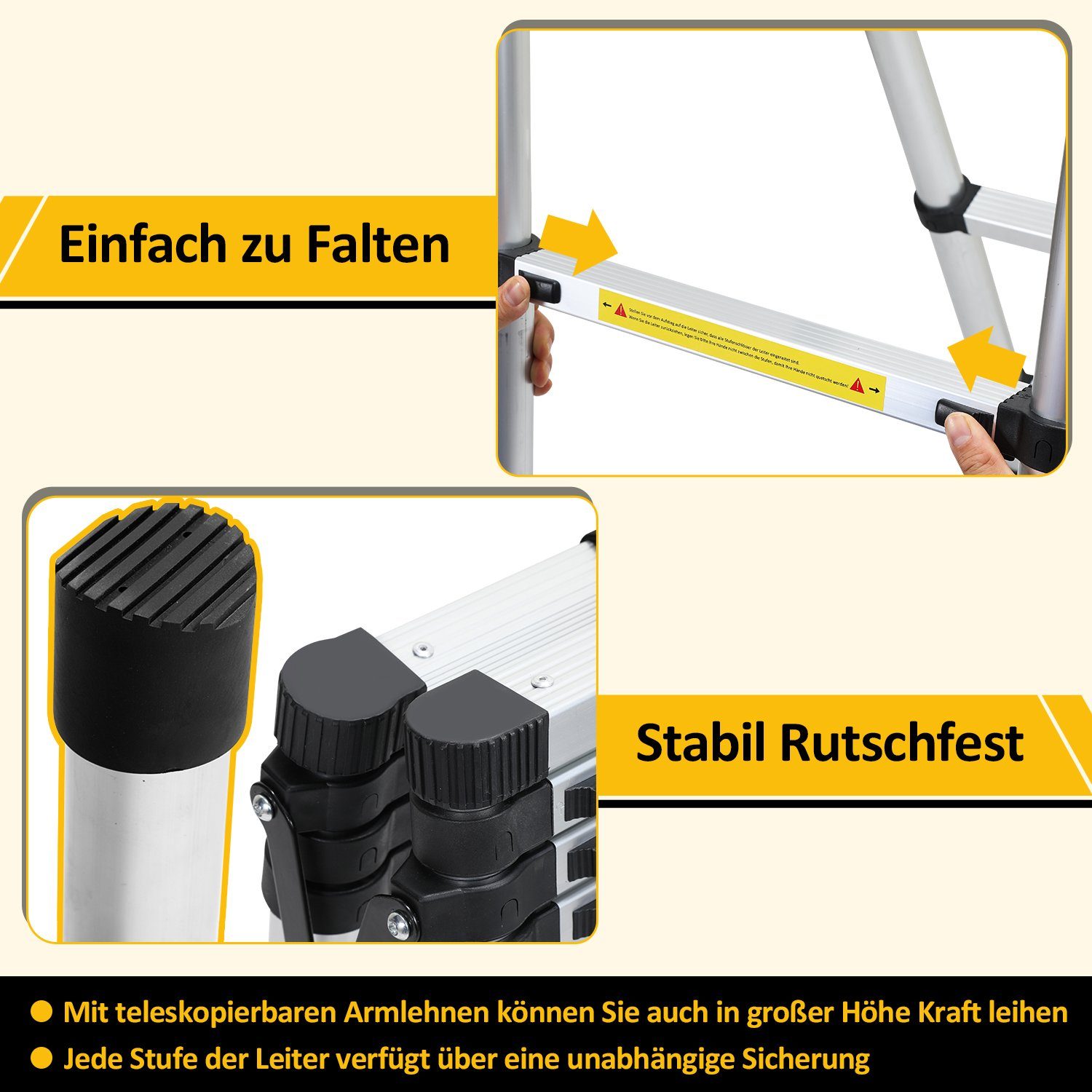 Gimisgu Teleskopleiter Alu 2.6m-5m mit haken Sibler 2.0+2.3m Teleskopleiter Teleskopleiter Anlegeleiter