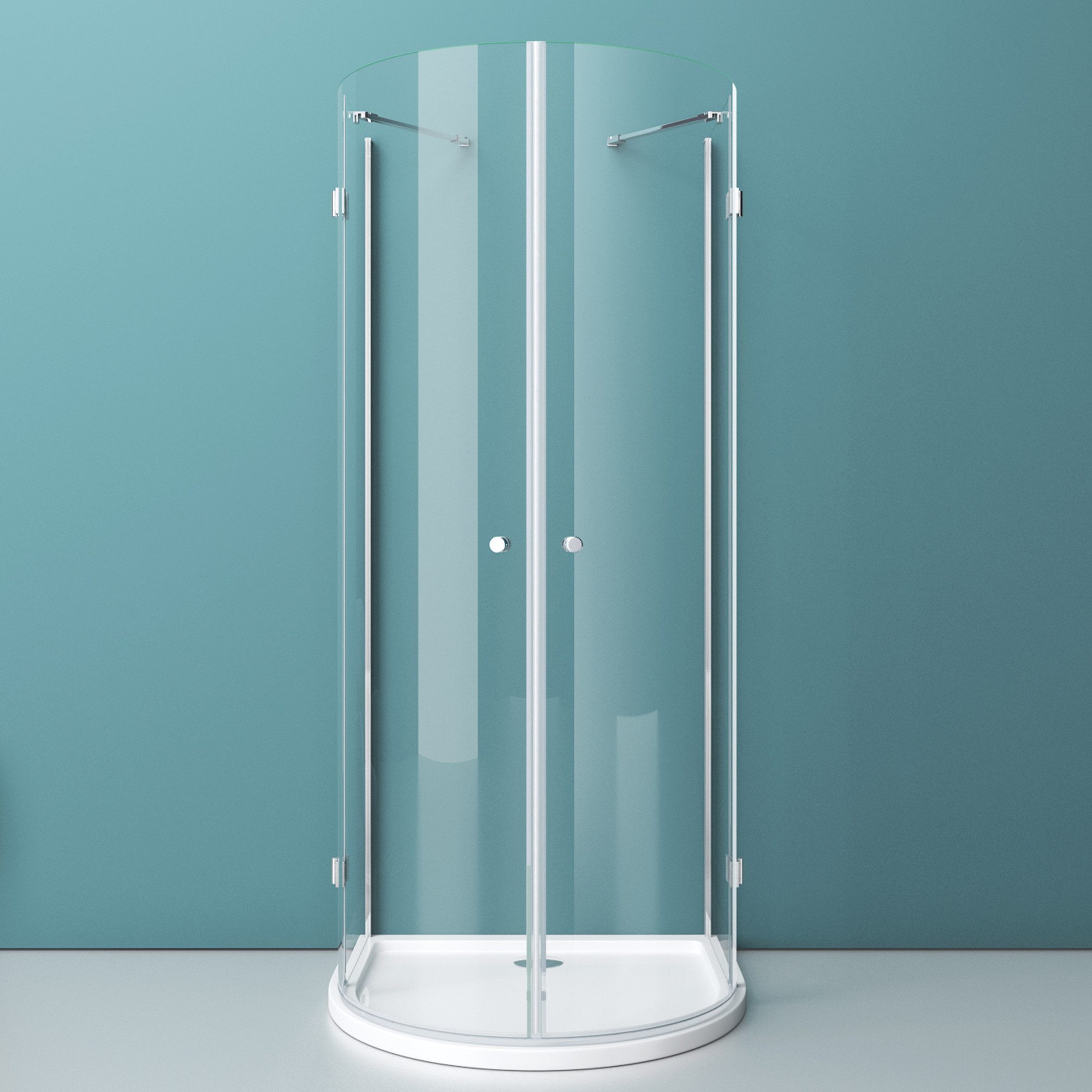 Mai & Mai Runddusche U-Form Duschkabine 6 mm ESG-Sicherheitsglas mit Nano-Beschichtung R03, BxT: 90x90 cm, Zwei Pendeltüren mit Lotus-Beschichtung und Abperl-Effekt
