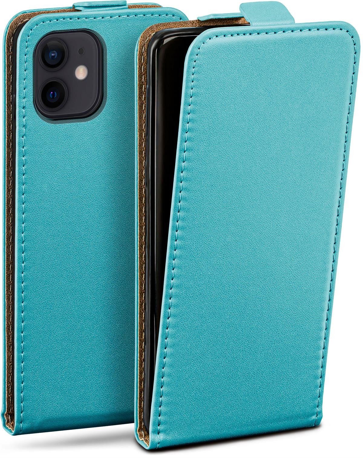 moex Handyhülle für iPhone 12 mini Hülle Klappbar Flip Case Türkis 5,4 Zoll, 360 Grad Schutz Handytasche Leder Optik PU Lederhülle Cover Klapphülle