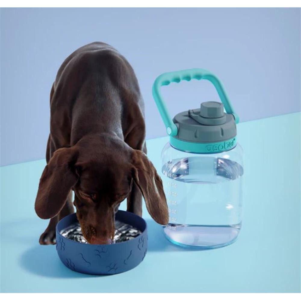 ASOBU Trinkflasche The Barkley Dog Bowl Trinkflasche mit Hundenapf rosa, 1,5 l, komfortabler Tragegriff