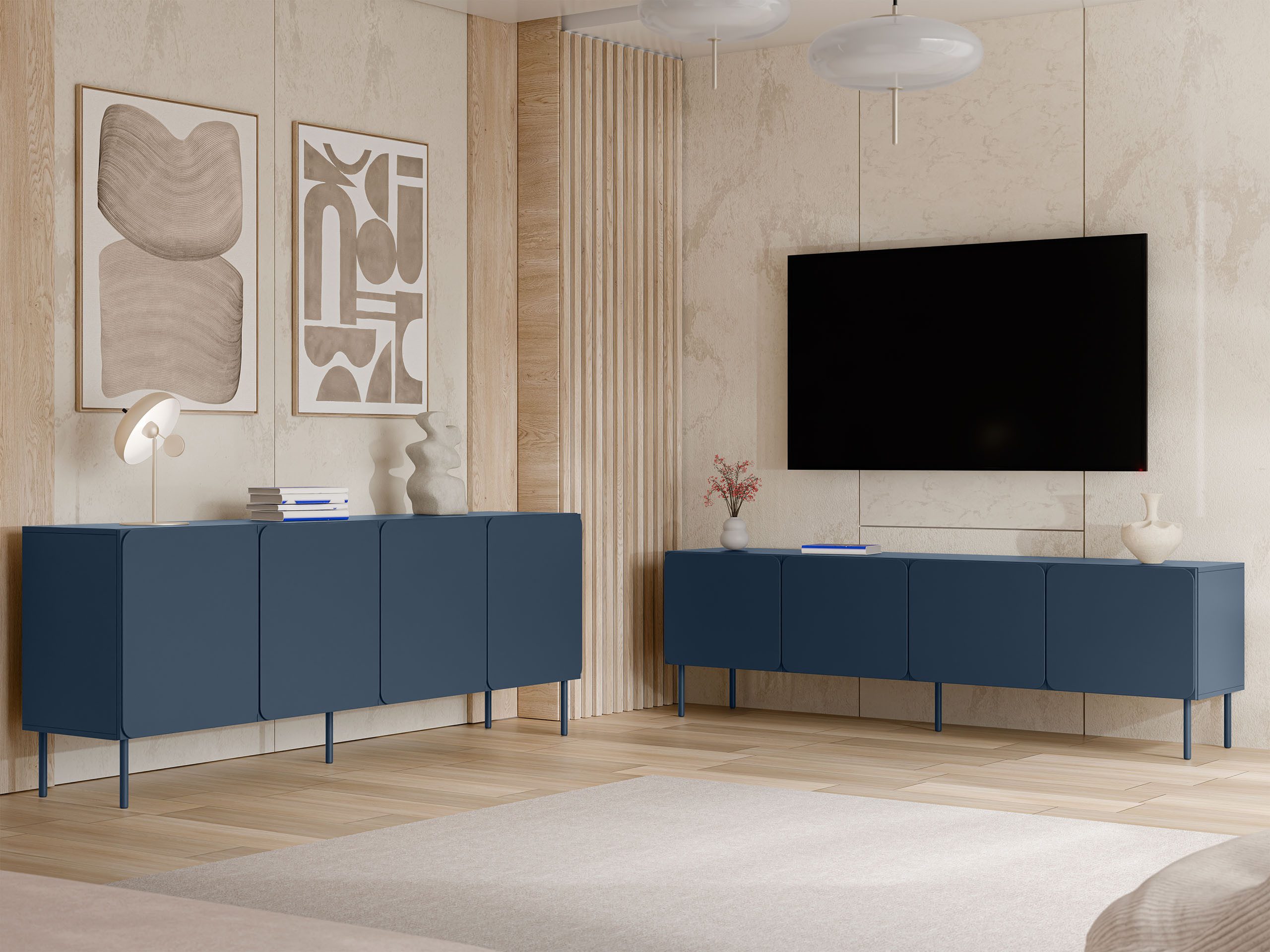 MIRJAN24 Wohnzimmer-Set Rafael I, (2er-Set, Kommode, TV-Lowboard), Griffloses Öffnungssystem push to open