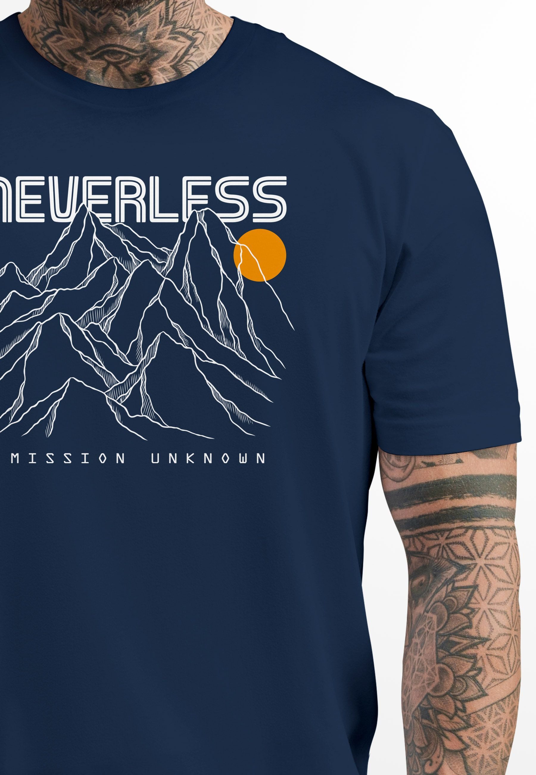 Neverless Print-Shirt Herren T-Shirt Frontprint Gebirge günstig online kaufen