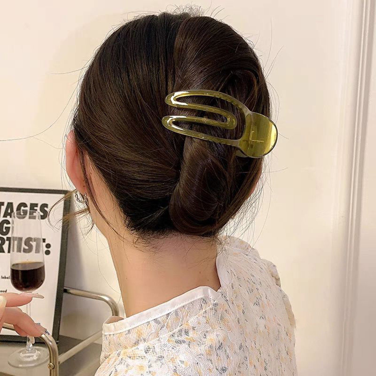 Rutaqian Haarklammer Haarklammer Geleefarbene Clips für Frauen Wild Haarnadel-Kopfschmuck, Modische Haarspangen-Haaraccessoires, Klassischseitig Grün