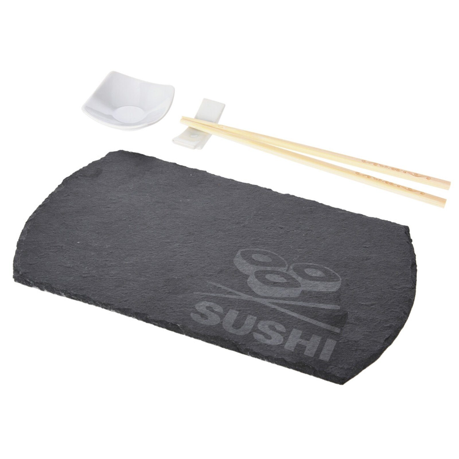 Neuetischkultur Sushiteller Sushi-Set 4-teilig Schiefer/Bambus/Keramik, (4 St)