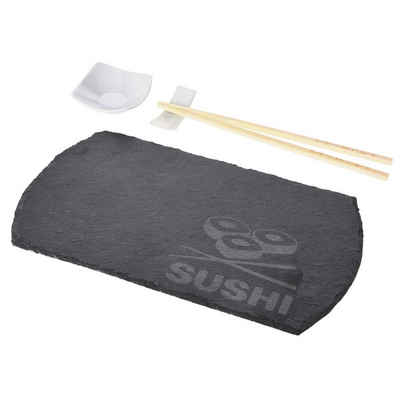 Neuetischkultur Sushiteller »Sushi-Set 4-teilig Schiefer/Bambus/Keramik«, (4 St)
