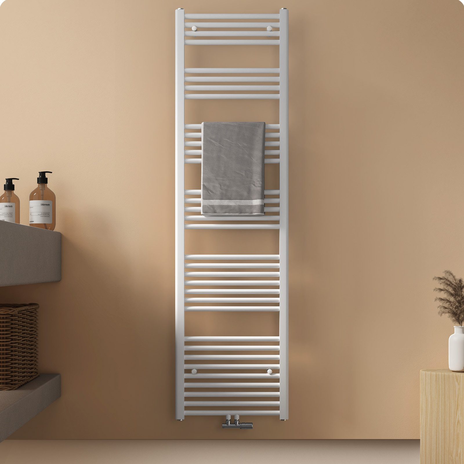 EMKE Badheizkörper Handtuchtrockner Handtuchwärmer Mittelanschluss, Weiß Ba günstig online kaufen