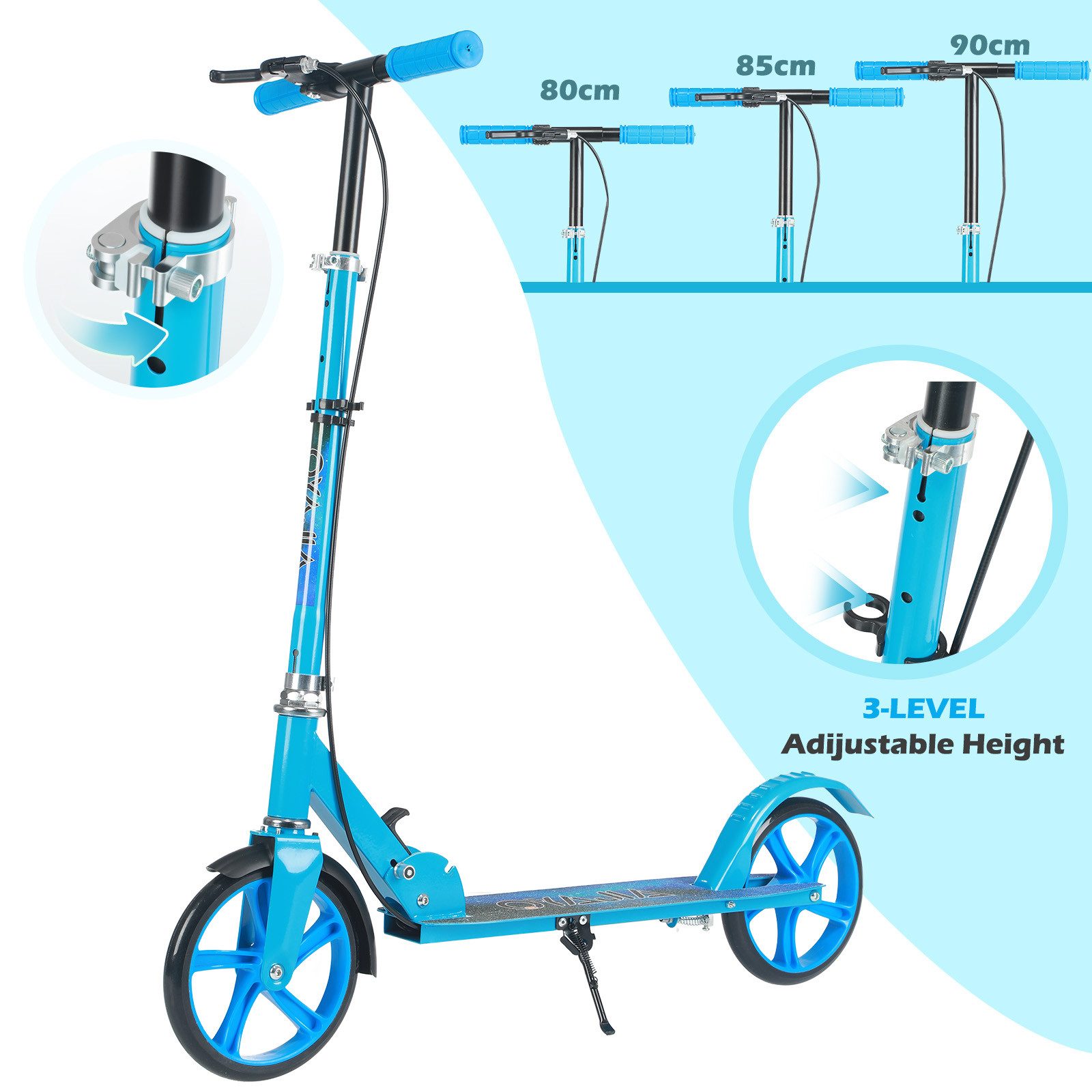 oyajia Cityroller Tretroller Kickroller Cityroller Kinderroller Erwachsene Scooter, (Faltbar Tret-Roller höhenverstellbarer Cityroller), mit Klappfunktion, Kinderscooter mit PU Räder, 100kg belastbar
