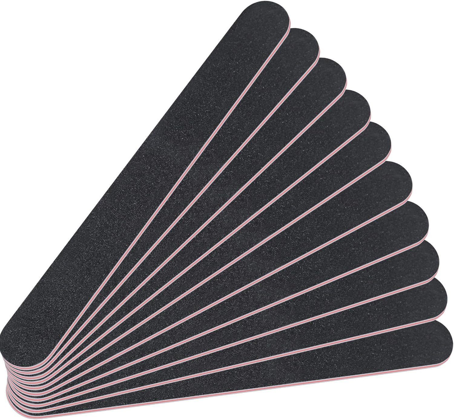 World of Nails-Design Sandblatt-Nagelfeile Körnungen, 10 schwarz Formen, haltbar Standard Studiofeile, lange gerade verschiedene Farben, 240/240 Stück
