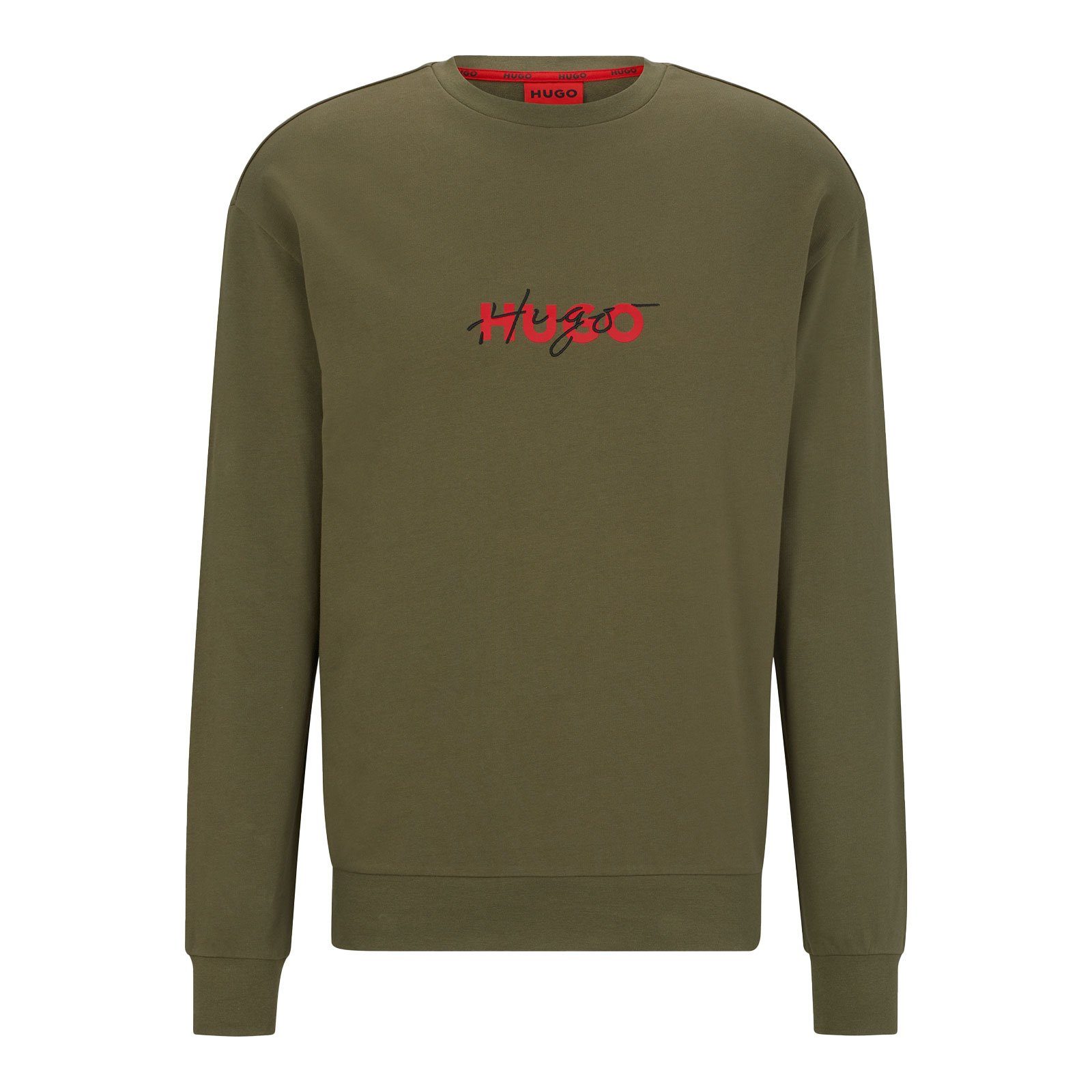 HUGO Longsweatshirt open green mit Marken-Schriftzug Brust 345 Combined auf der Sweatshirt