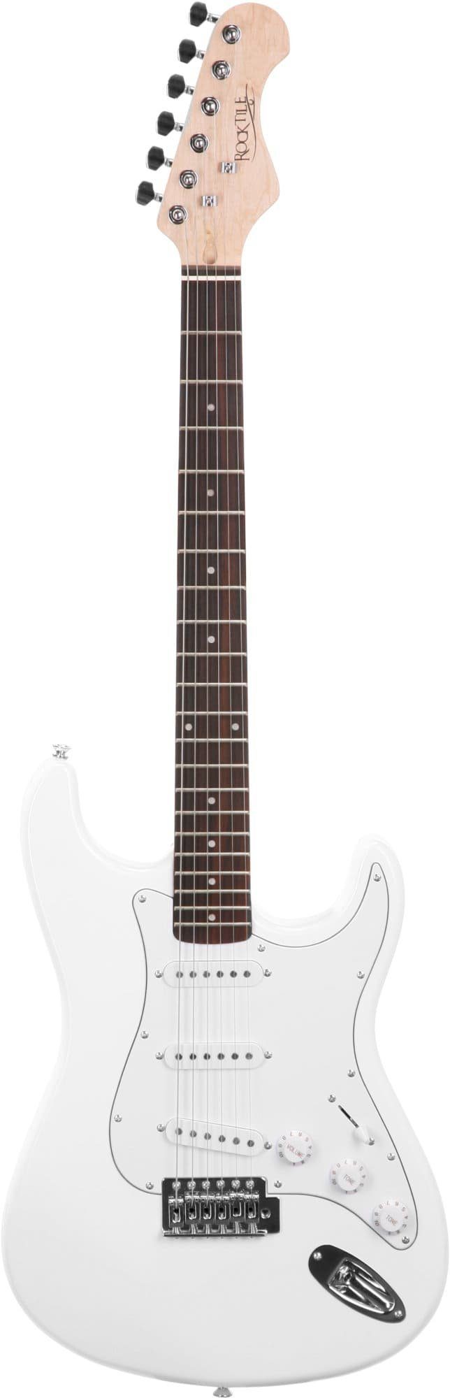 Rocktile E-Gitarre "Sphere Classic" elektrische Gitarre, ST-Style, Anfängerset, 6-St., inkl. Kabel, Tremolohebel, Gigbag, Ersatzsaiten Plektren und Schule, 3x Single Coil Tonabnehmer, 21 Bünde, Engineering Wood Griffbrett