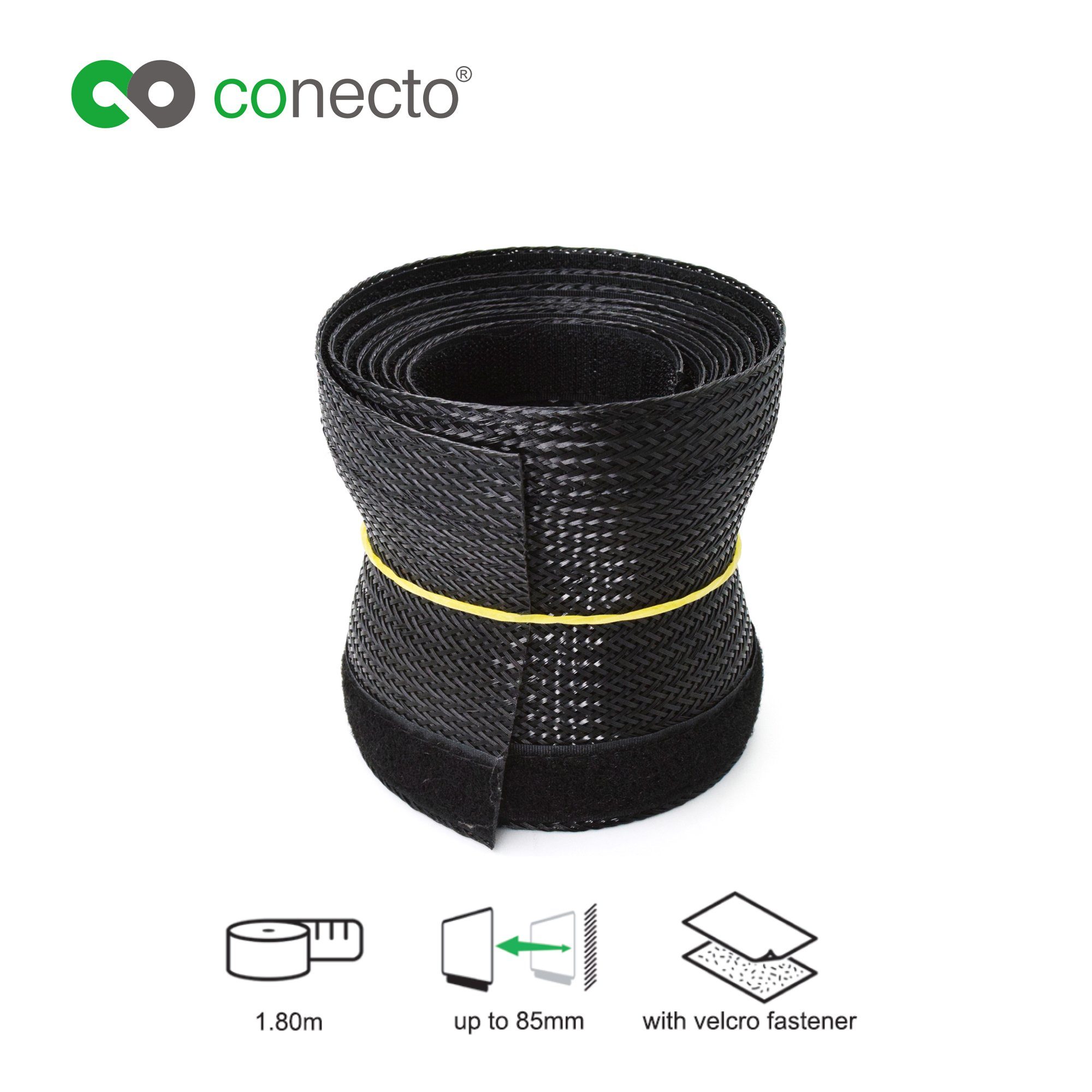 conecto Geflechtschlauch conecto CC50326 Universeller Polyester-Kabelschlauch, selbst zusammenz