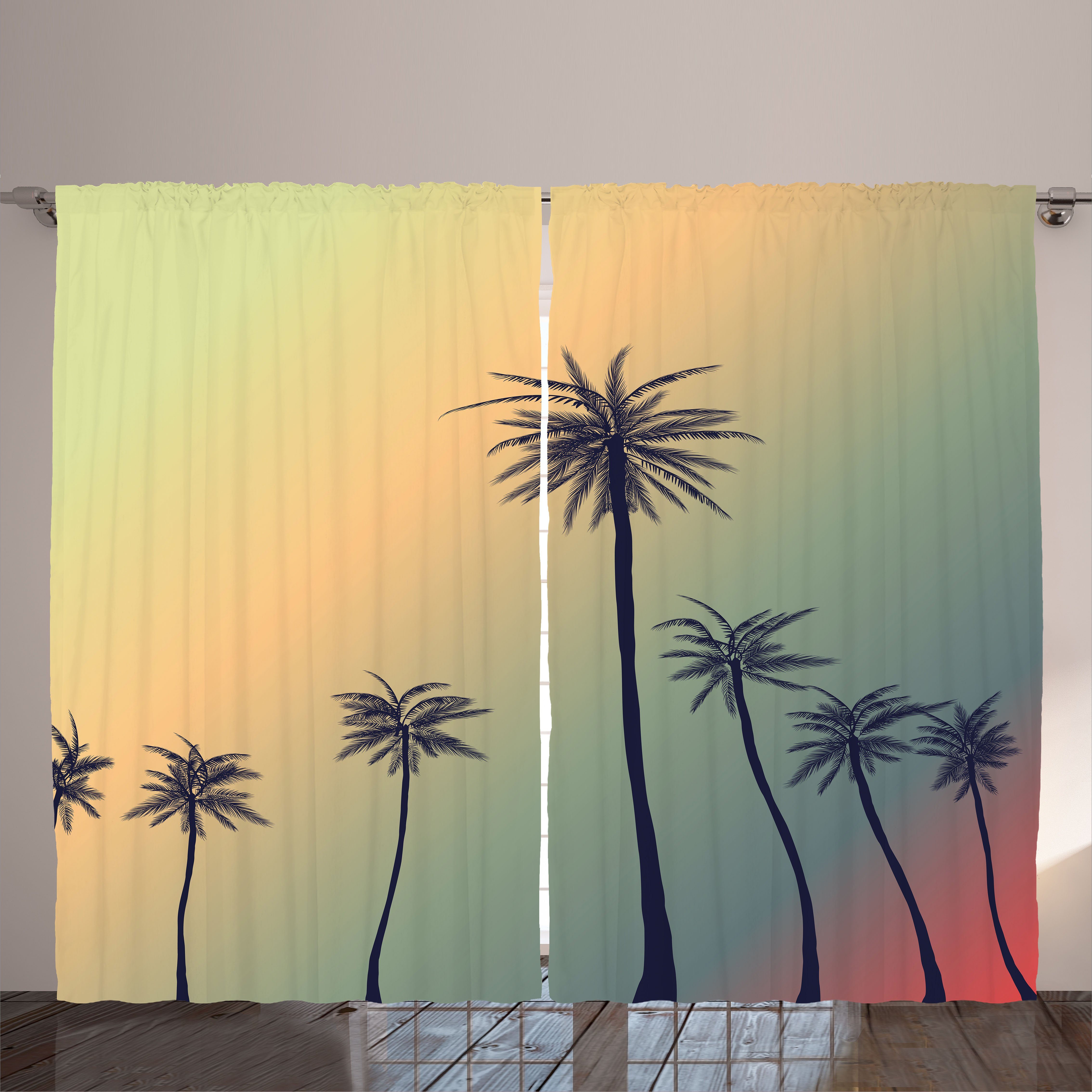 Gardine Schlafzimmer Kräuselband Vorhang mit Schlaufen und Haken, Abakuhaus, Tropic Kalifornien-Strand-Palmen