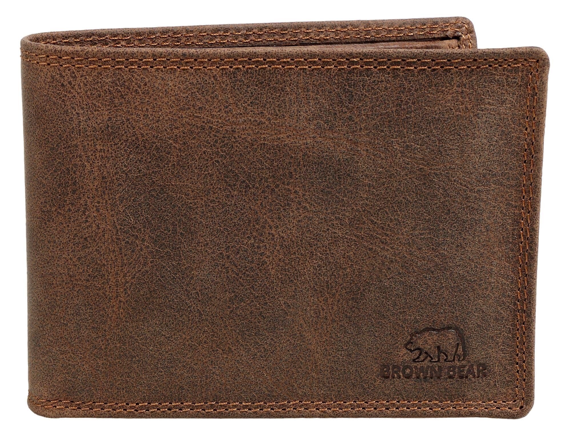 Brown Bear Geldbörse Modell 8005 D klassisches Herren Portemonnaie aus Echtleder, mit 9 Kartenfächern und RFID-Schutz Braun Vintage Braun-Vintage