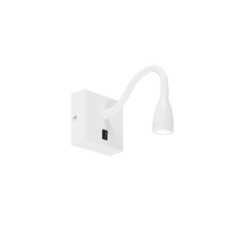 Qazqa Wandleuchte Flex, LED fest integriert, (nicht austauschbare) LED, Weiß, Modern, Stahl, 1-flammig