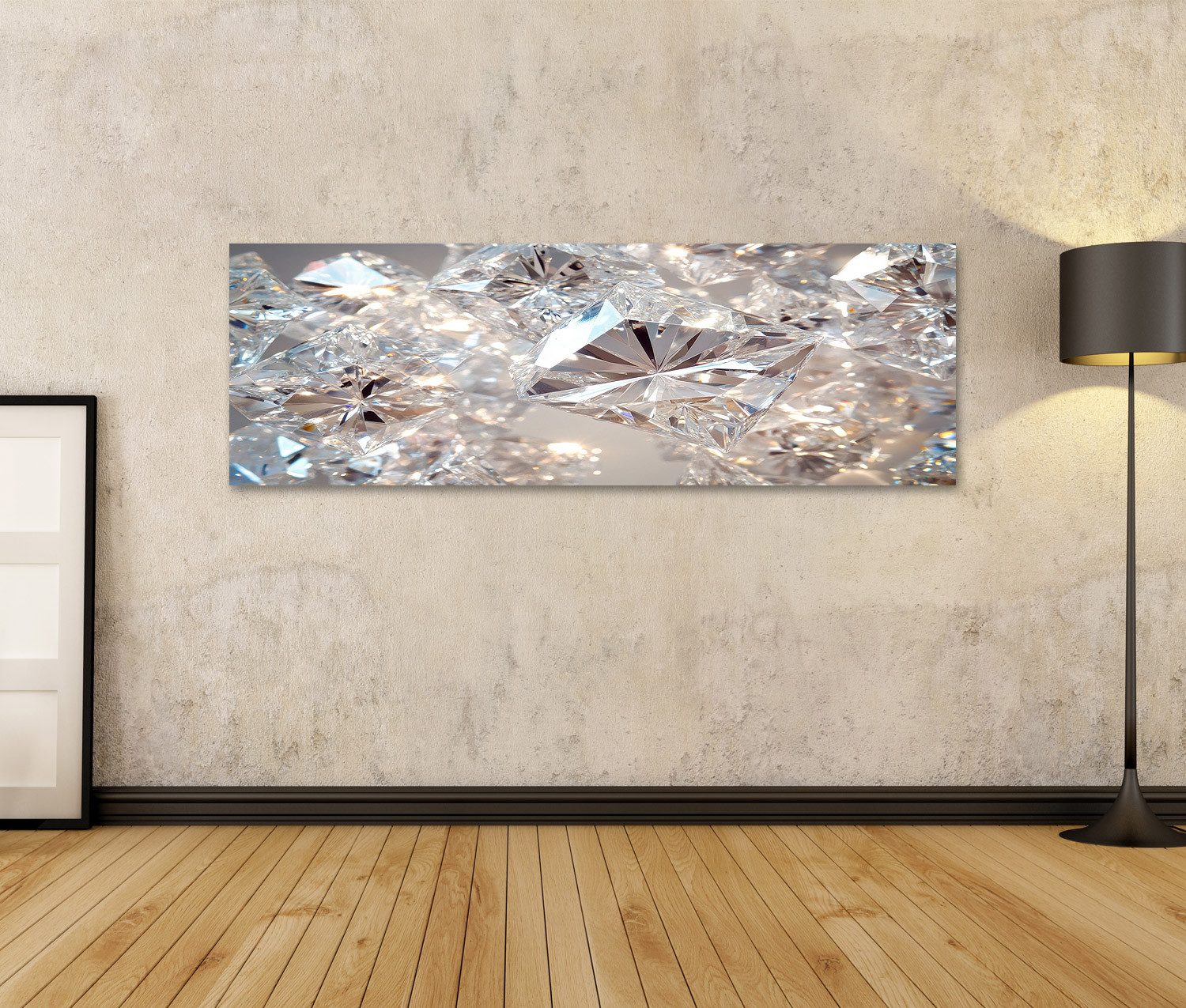 islandburner Leinwandbild, Funkelnde Diamanten in Nahaufnahme