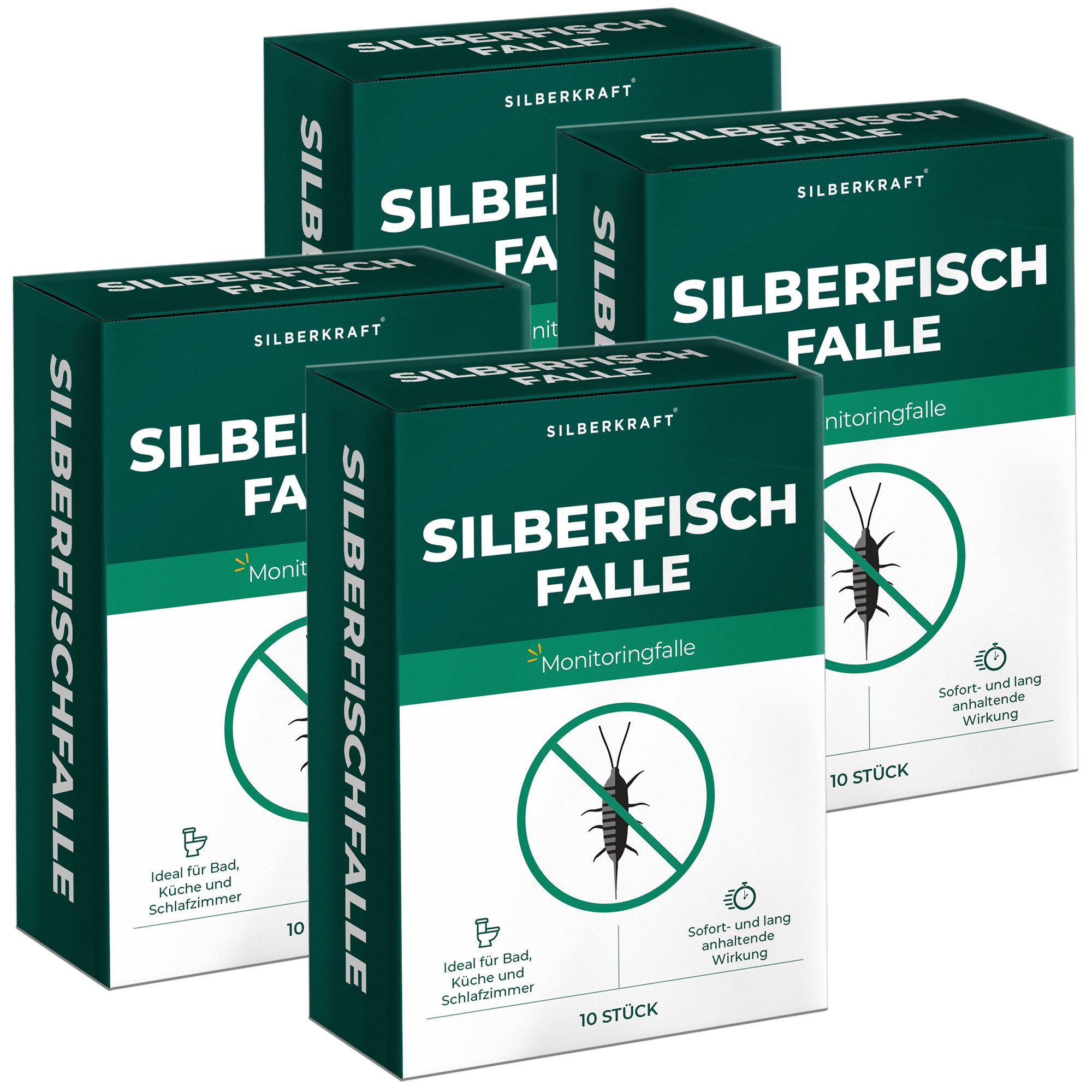 Silberkraft Insektenfalle Silberfischfalle – Effektive Lösung gegen Silberfische & Papierfische, Langzeitwirkung Ohne Giftstoff Effektive Prävention Einfache Anwendung