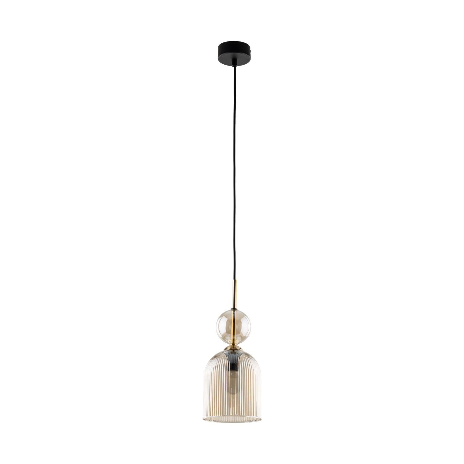 Licht-Erlebnisse Pendelleuchte ISERO, ohne Leuchtmittel, Metall Rauchglas E14 D: 13 cm rund H: max. 150 cm Schwarz Bernstein