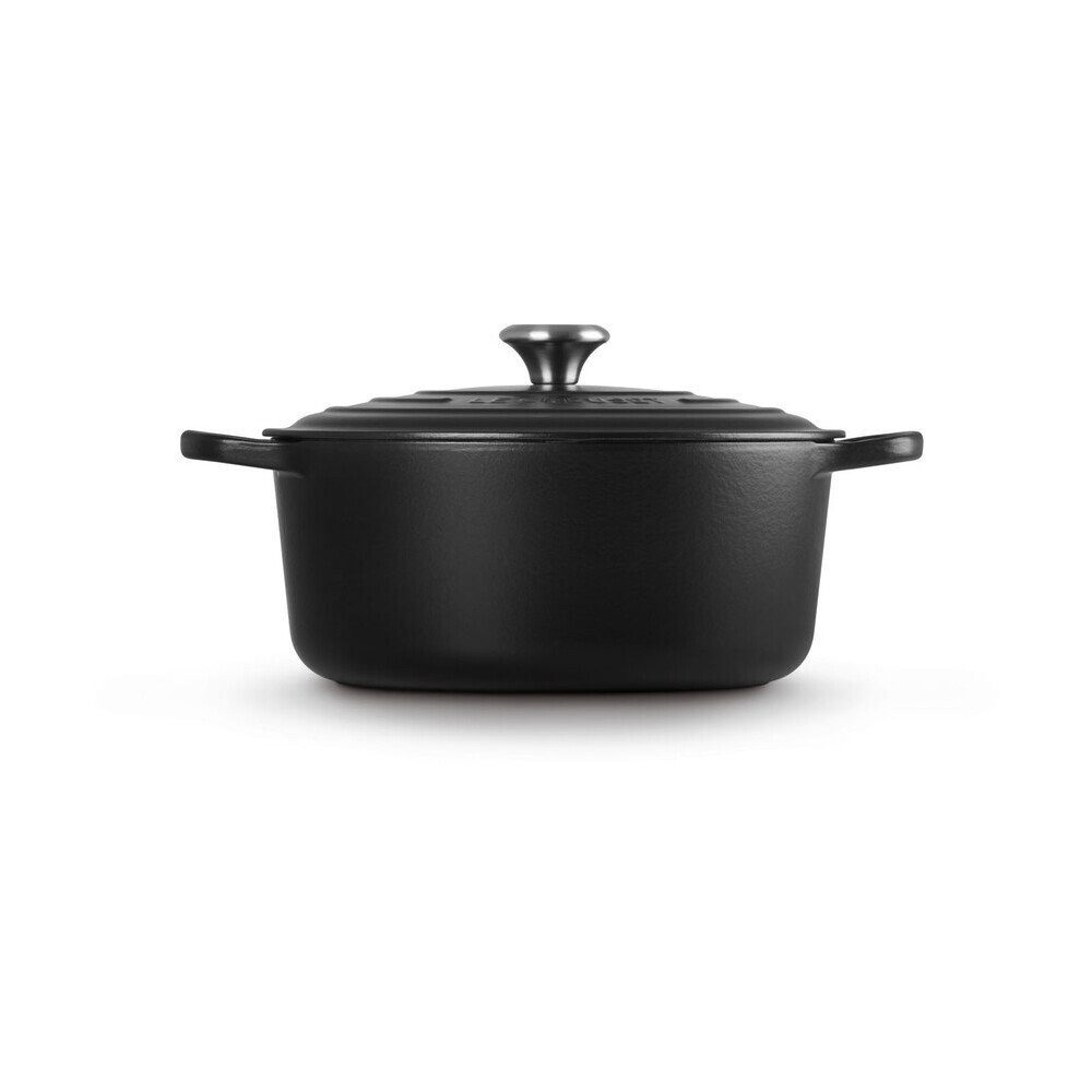 LE CREUSET Bräter Bräter mit Deckel 28 cm Signature Schwarz, Emailliertes Gusseisen, Schmortopf, Cocotte, Bratentopf, ca. 6-8 Personen, Ø28cm, Gusseisen