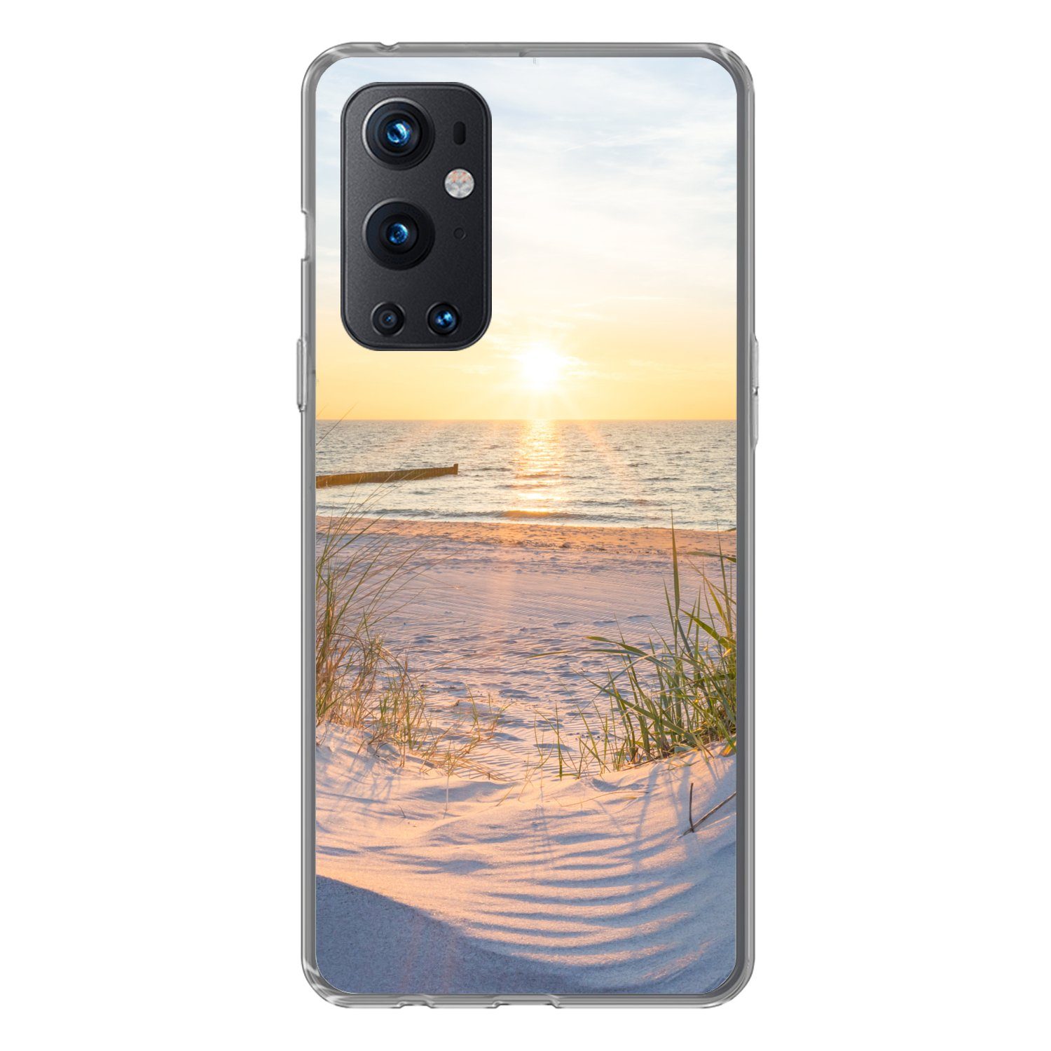 MuchoWow Handyhülle für OnePlus 9 Pro Strand - Sonne - Düne - Gras - Sand - Horizont, Phone Case, Silikon, Schutzhülle Dünn