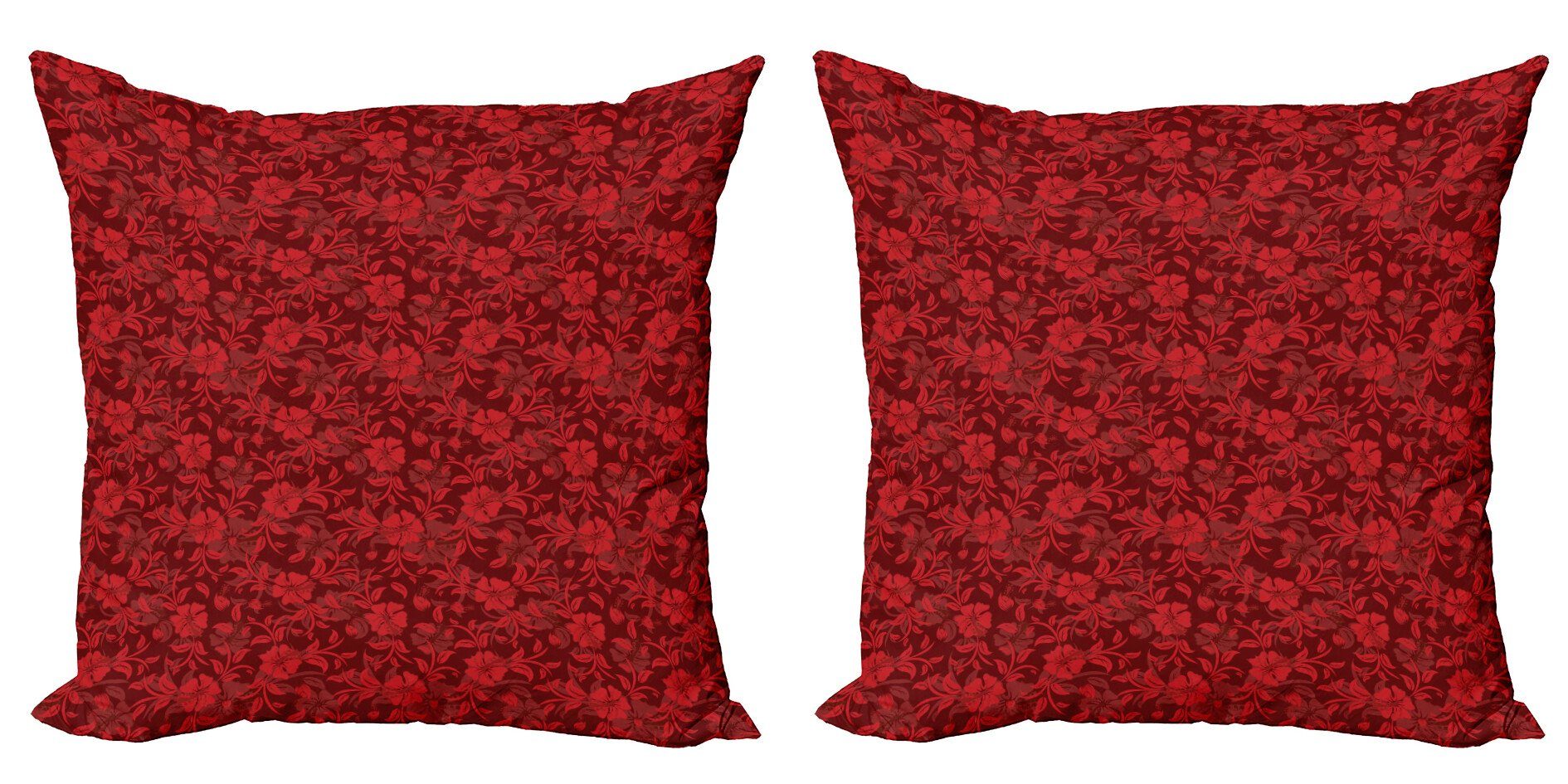 Kissenbezüge rot Accent und Stück), Modern Abakuhaus (2 Doppelseitiger wirbelt Blumen-Blätter Digitaldruck,