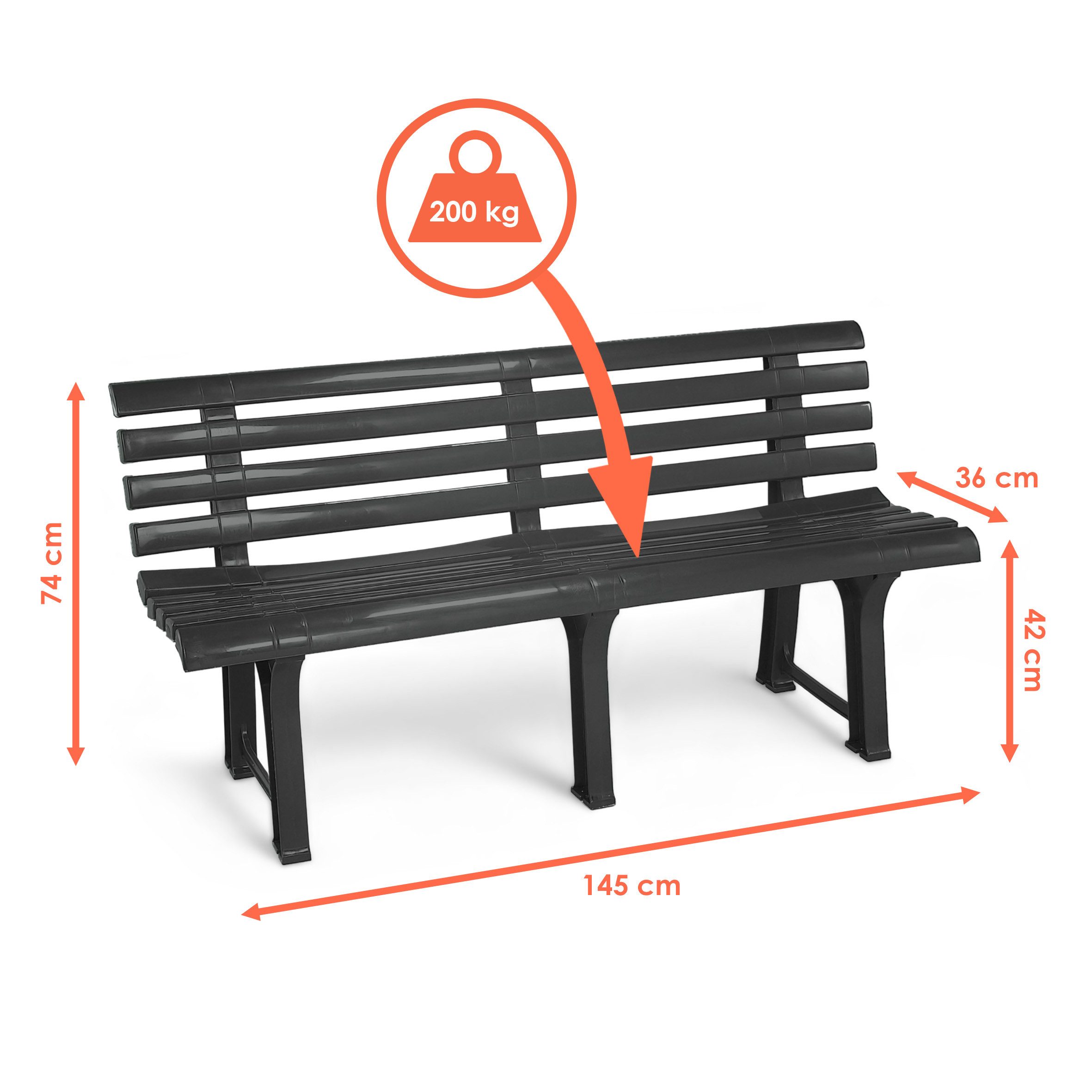 Spetebo Gartenbank Kunststoff Gartenbank 3-Sitzer 145 günstig online kaufen