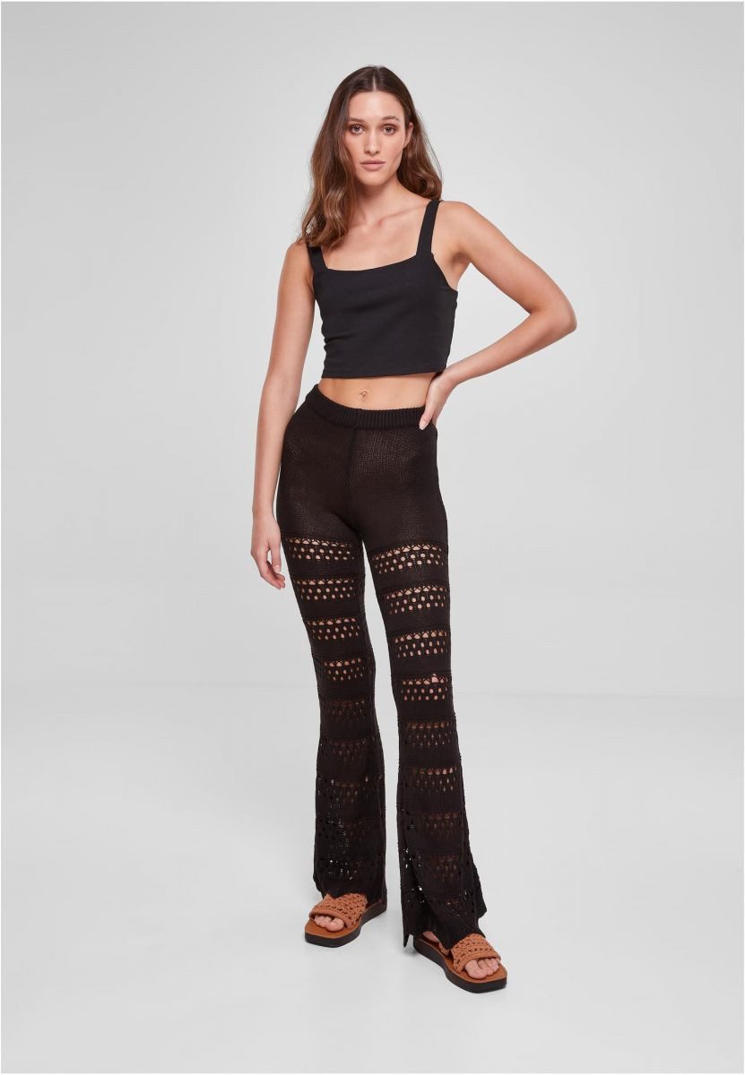 URBAN CLASSICS Leggings Ladies Flared Crochet Knit Leggings XS bis 5XL