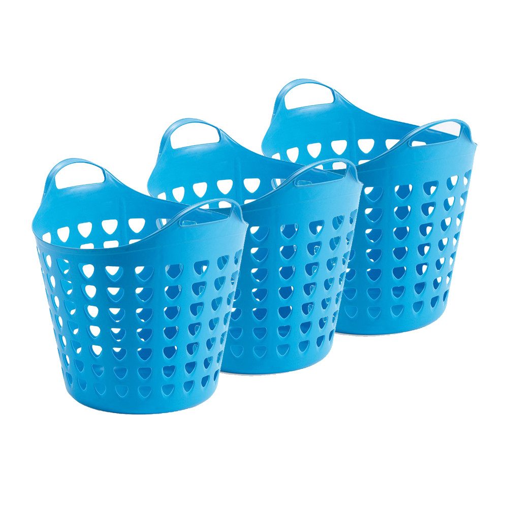 Kreher Wäschekorb Flexi Korb 35 Liter mit Loch (Farbe/Set wählbar) (3 St)