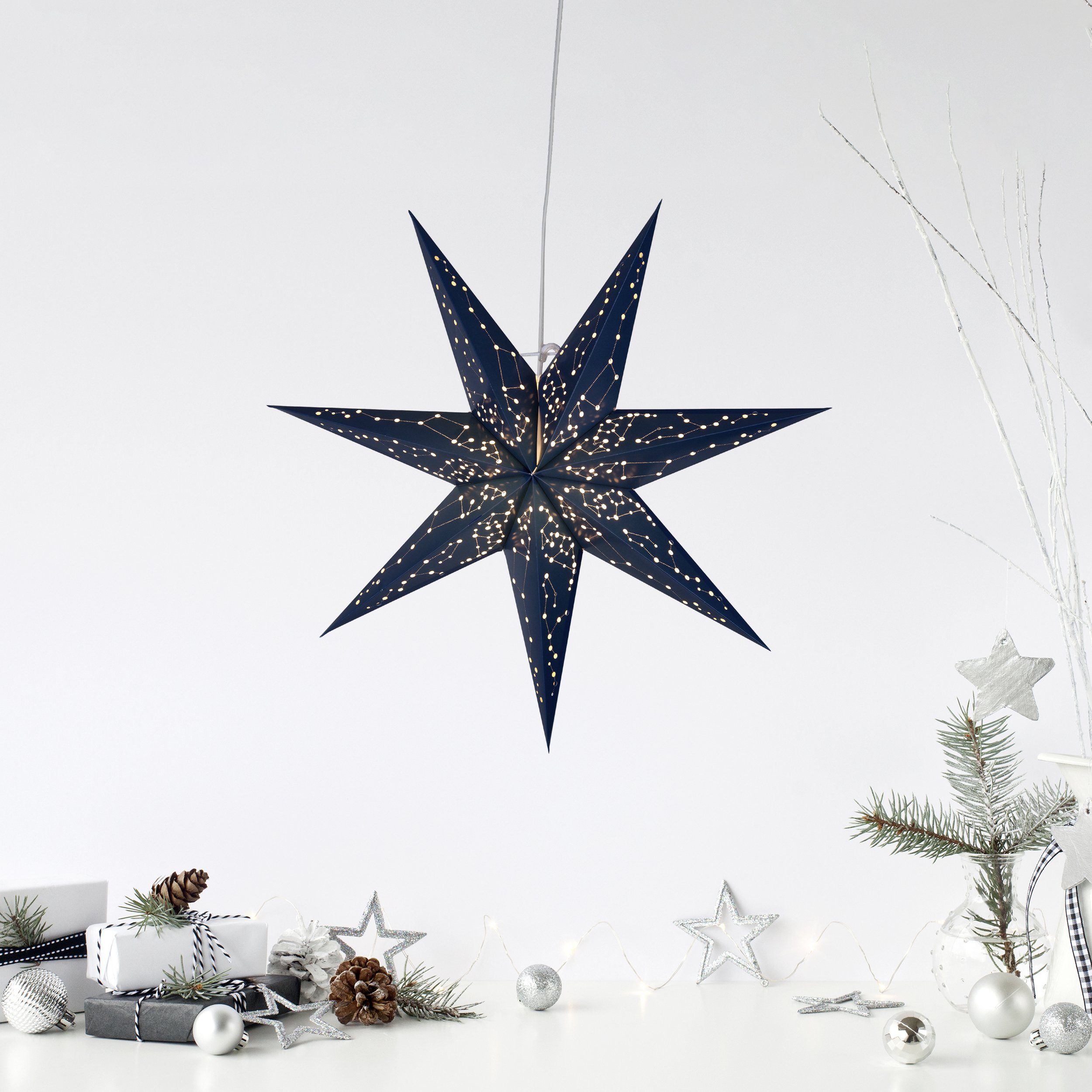 STAR TRADING LED Dekolicht Galaxy, Star Trading Weihnachtsstern Galaxy von  Star Trading, 3D Papierstern W, Adventsstern bestehend aus blauem Papier  mit sieben Spitzen und kleinen Cut-Outs