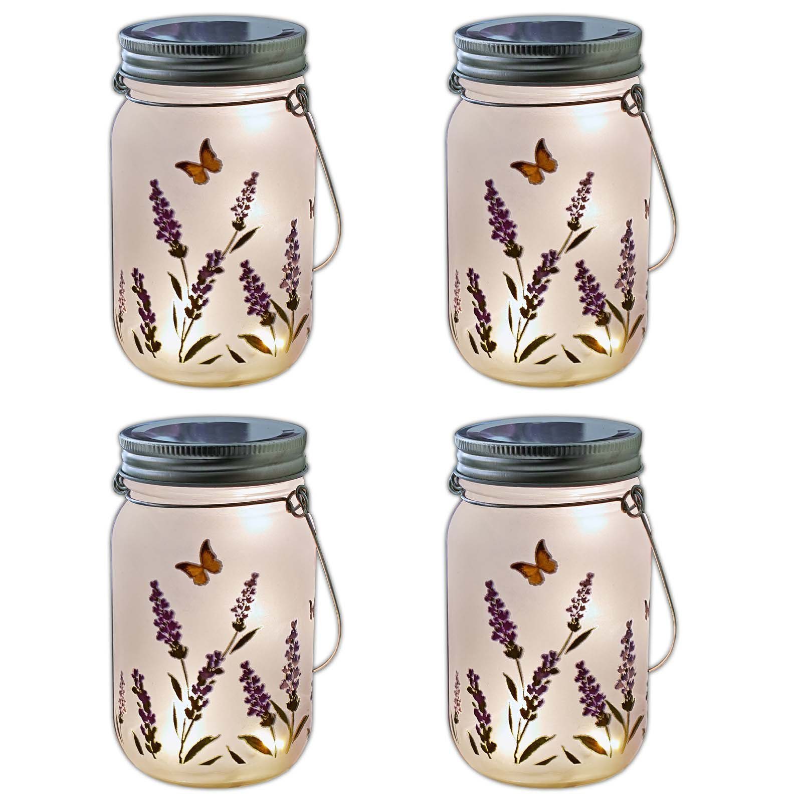 HAC24 LED Dekolicht 4x Led Glas Leuchte Dekoleuchte Dekoration Glasleuchte Laterne Deko, LED fest integriert, Mit 10 LEDs, Batteriebetrieben