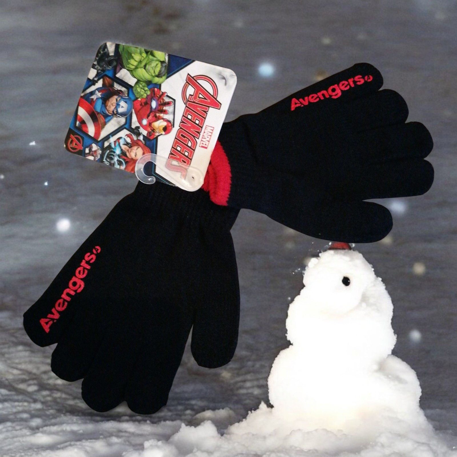 The AVENGERS Strickhandschuhe Kinder Strick-Handschuhe Avengers, schwarz/rot, OneSize ca. 3–8 Jahre