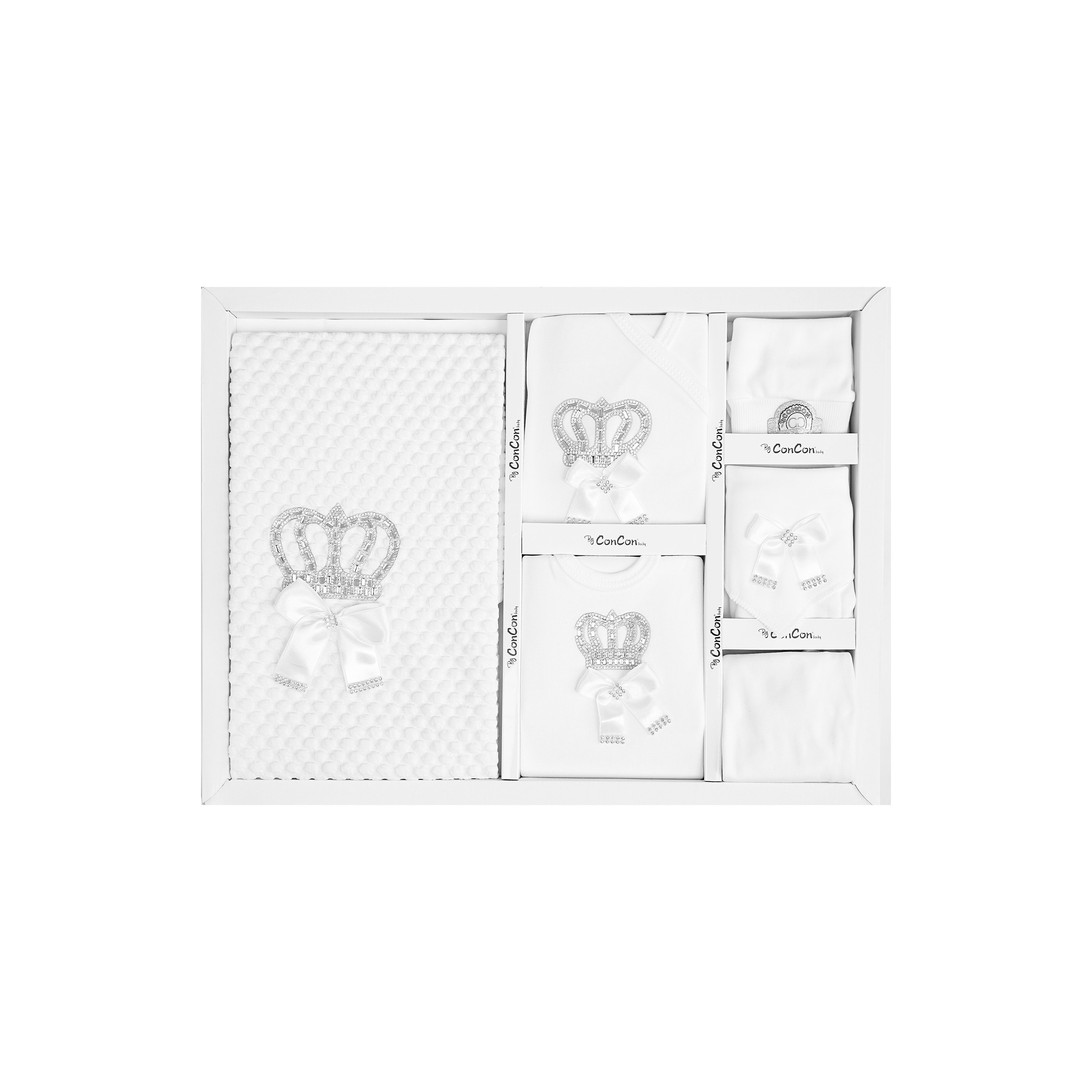 Almina Erstausstattungspaket Krone Baby (Packung, 10-tlg) 10-teilig aus 100% Baumwolle, Neugeborenen Set, Ideal als Geschenk