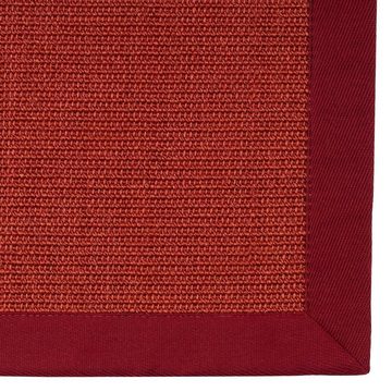 Sisalteppich Havanna Rot, Teppich in verschiedenen Größen, Teppichläufer, Karat, rechteckig, Höhe: 6 mm, Mit Bordüre