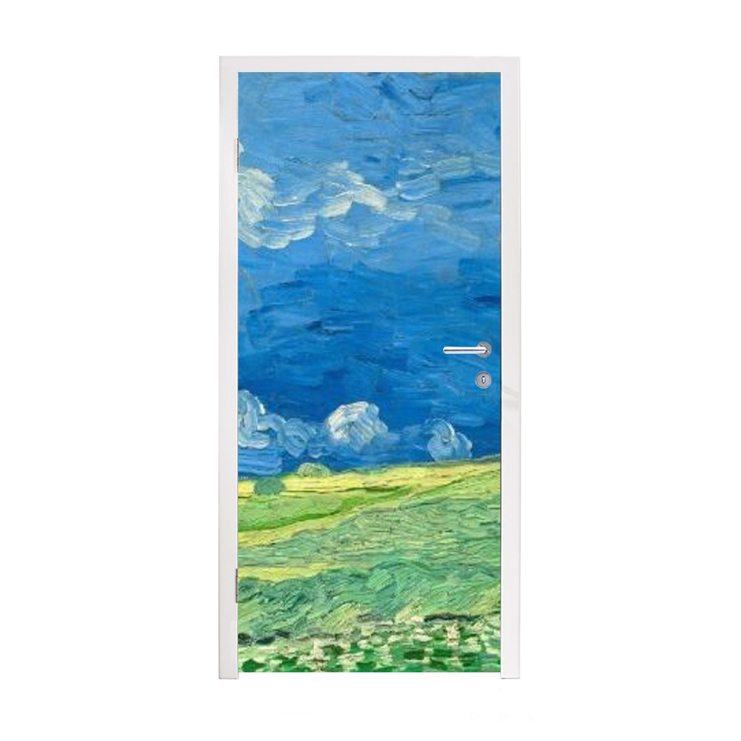 MuchoWow Türtapete Weizenfeld unter Gewitterwolken - Vincent van Gogh, Matt, bedruckt, (1 St), Fototapete für Tür, Türaufkleber, 75x205 cm