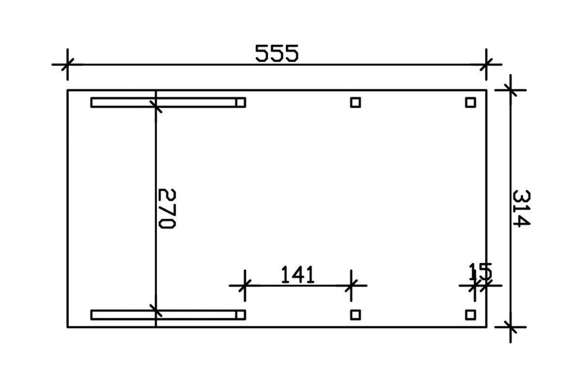 BxT: cm Einzelcarport 210 Einfahrtshöhe Friesland 314x555 cm, 6, Skanholz