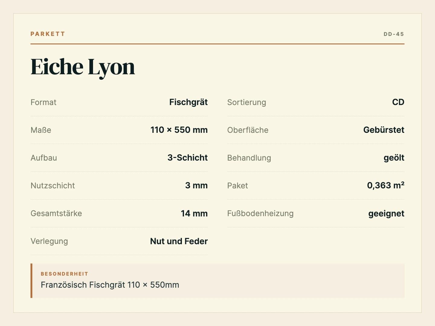 DielenDealer Parkett Musterstück Eiche Lyon, Natur, Natur geölt (ca. 19 × 28 cm)