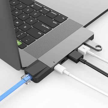 Hyper Laptop-Dockingstation NET 6-in-2 MacBook Pro Hub Grey, USB-C® Power Delivery