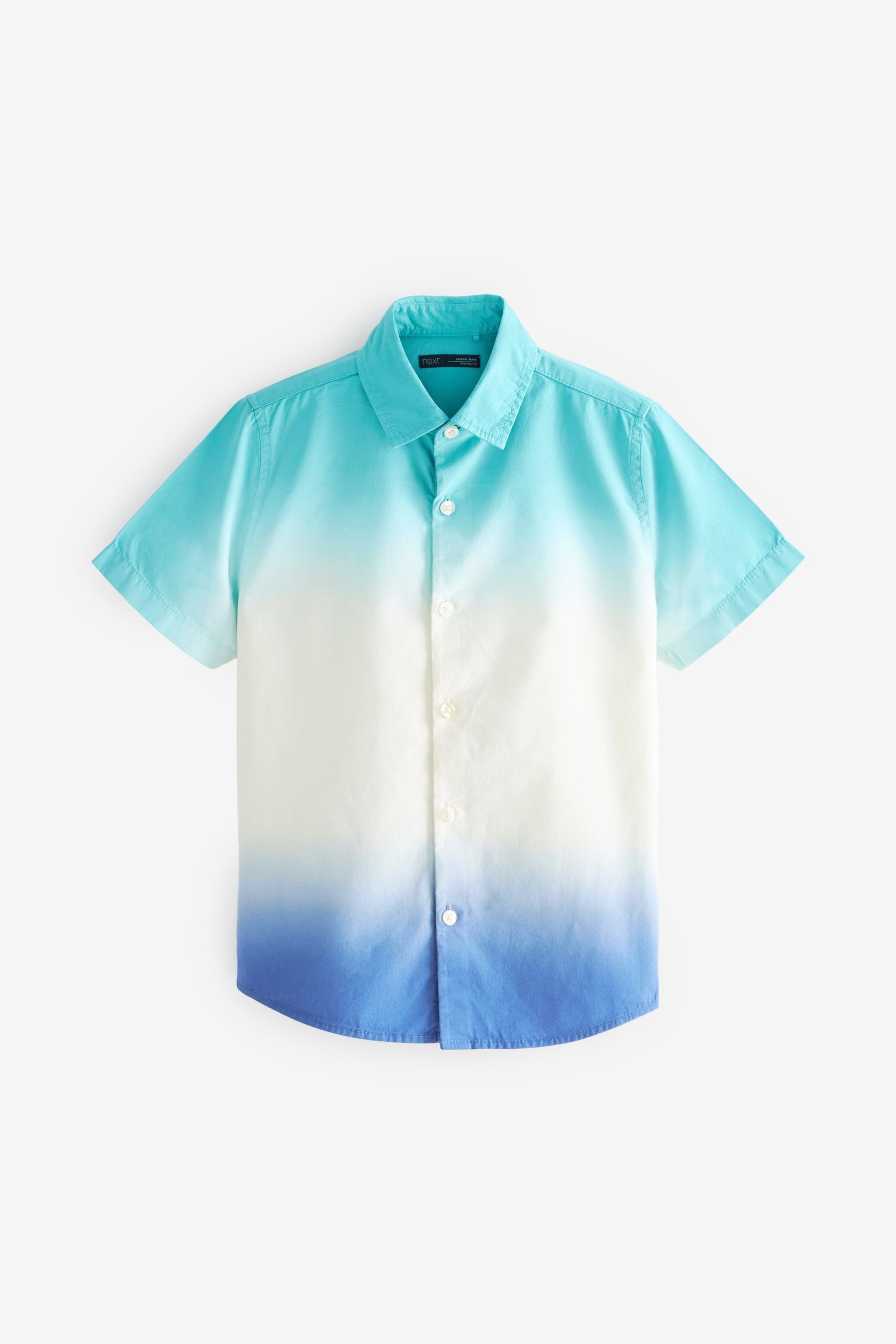 Next Kurzarmhemd Hemd in Tauchfärboptik (1-tlg) Aqua Blue