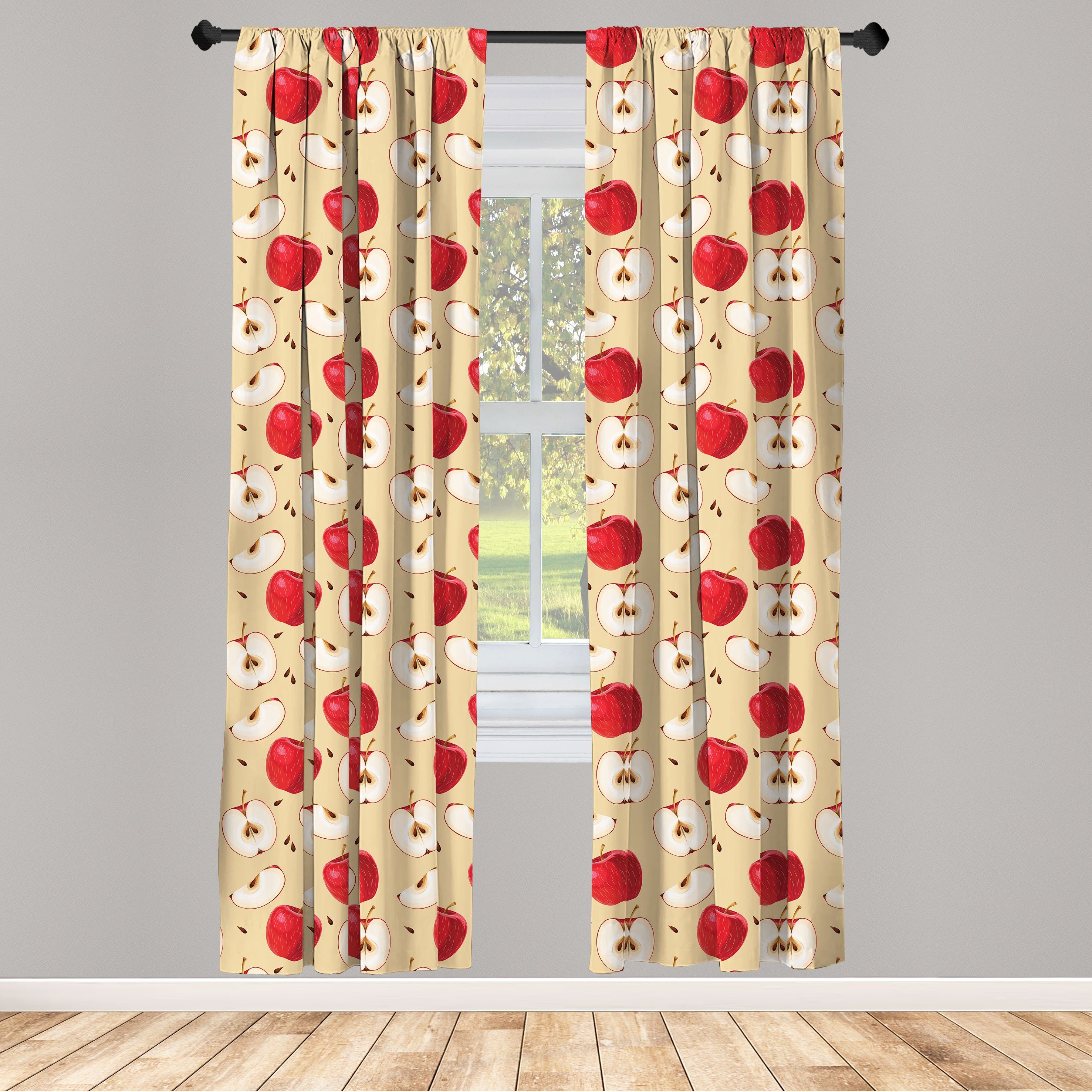 Gardine Vorhang für Wohnzimmer Schlafzimmer Dekor, Abakuhaus, Microfaser, Apfel Frische Frucht-Scheiben-Torte