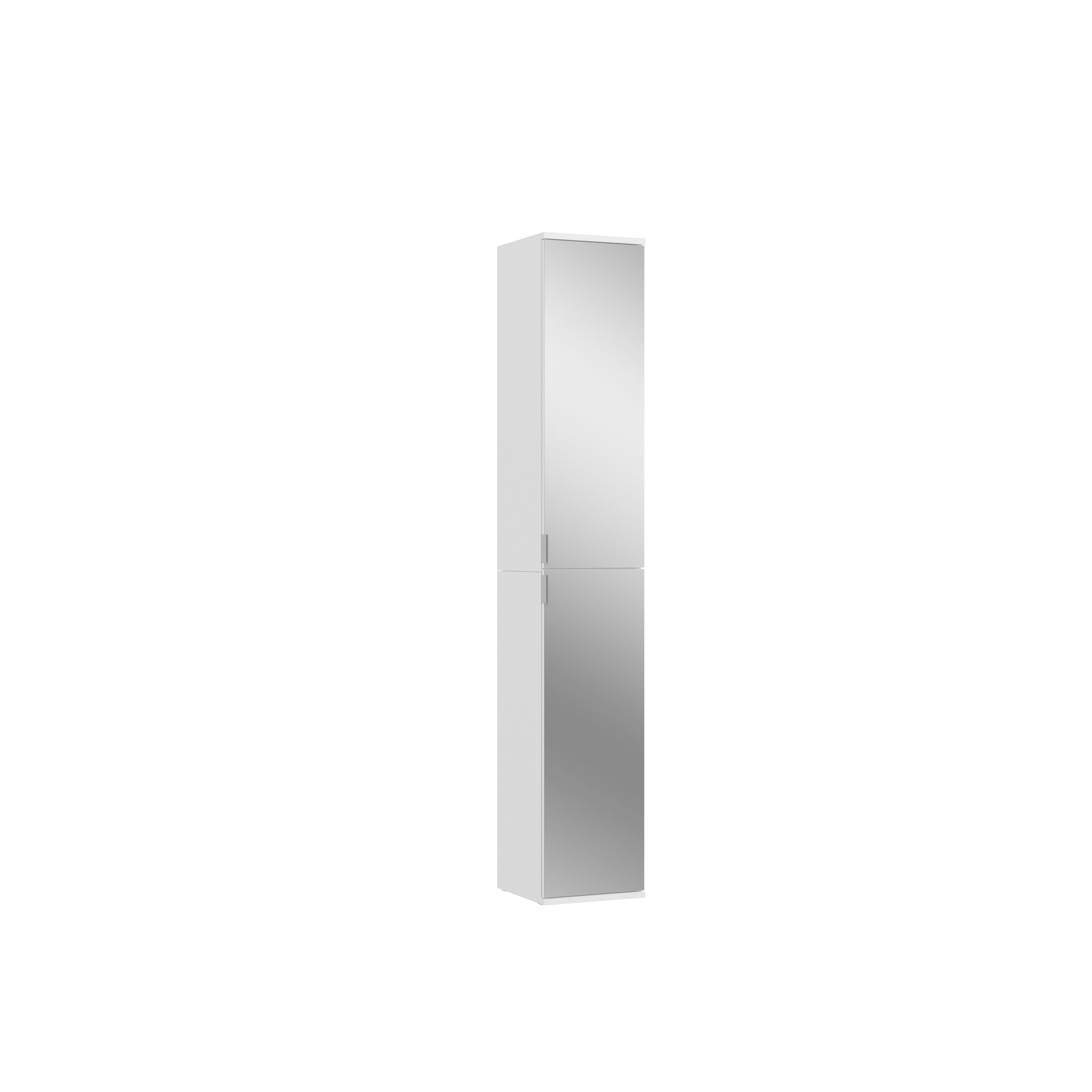 furnling Spiegelschrank Professor 30 x 193 x 34 cm in Hochglanz weiß mit Spiegelfront