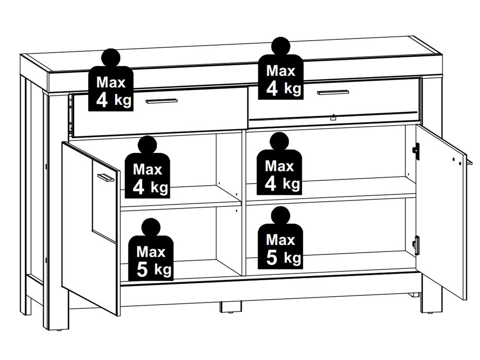 möbelando Buffet Gravesend bestehend 1 und 156 211 aus cm Nachbildung LED-Beleuchtung. Front 1 Sideboard inkl. Breite Modernes Buffet-Aufsatz, Haveleiche Buffet / Oxid Höhe cm, aus Beton Tiefe 42 cm, MDF Nachbildung, Spanplatte, aus Korpus in