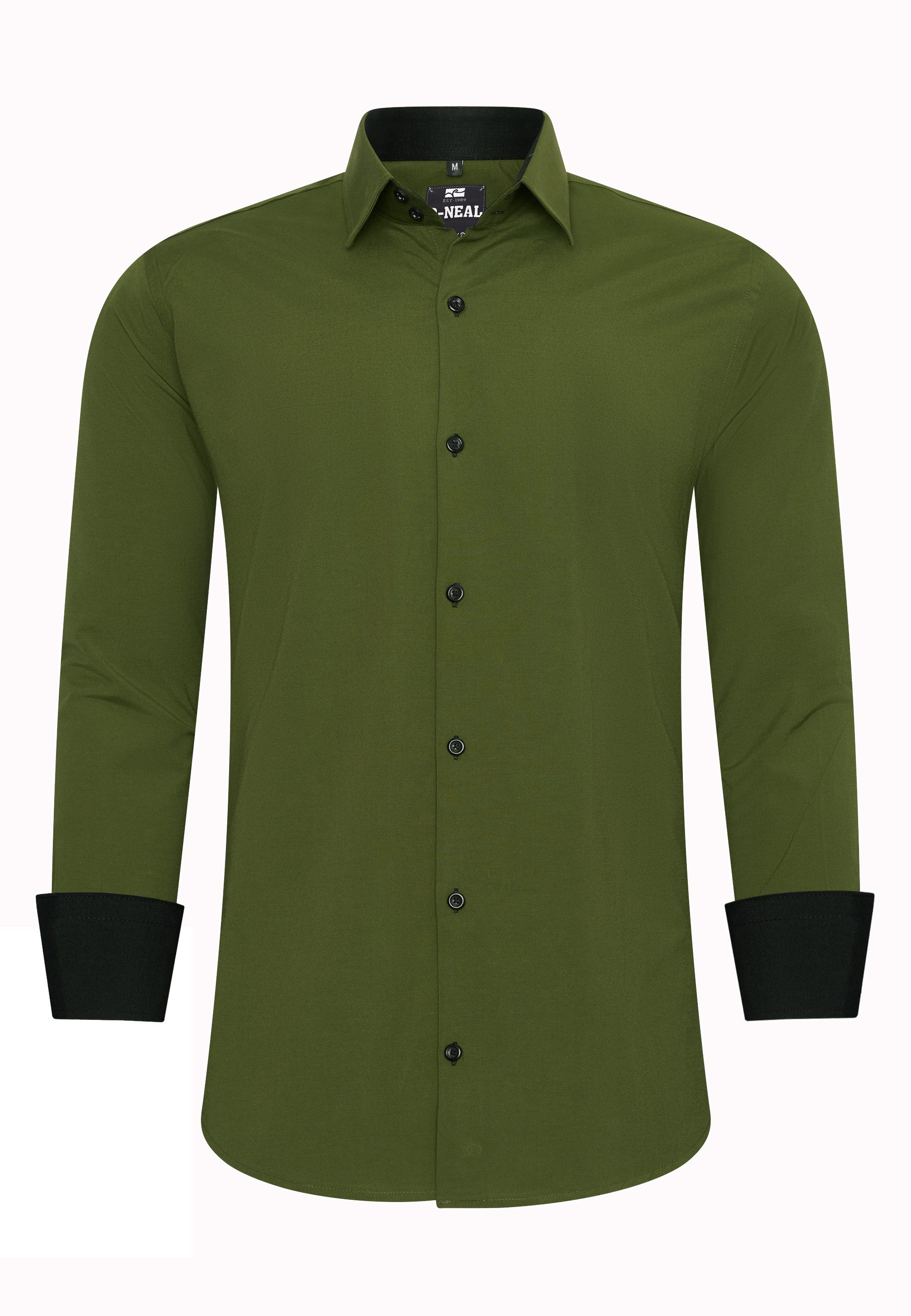 R-NEAL Businesshemd Herren Kontrast Hemd "R-NEAL" Hochzeit-Hemd Slim Fit Stretchhemd