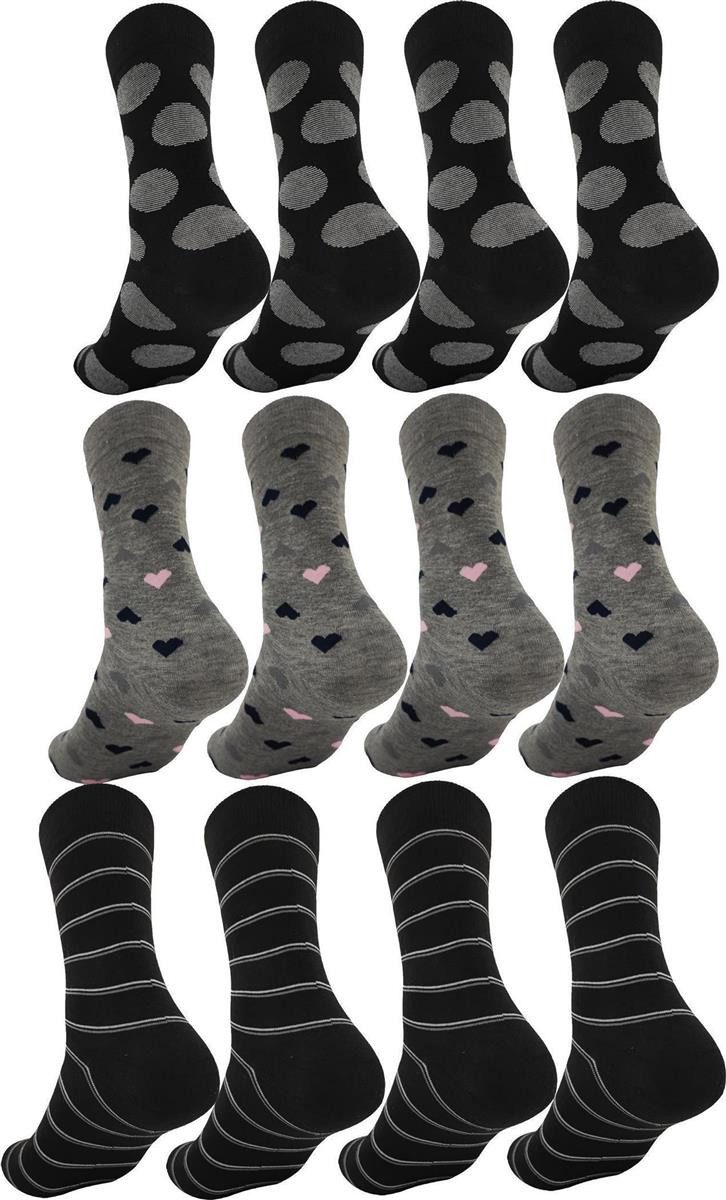 EloModa Freizeitsocken 12 Paar Damen Носки mit Muster Baumwolle; 35-38 39-42 (12-Paar)