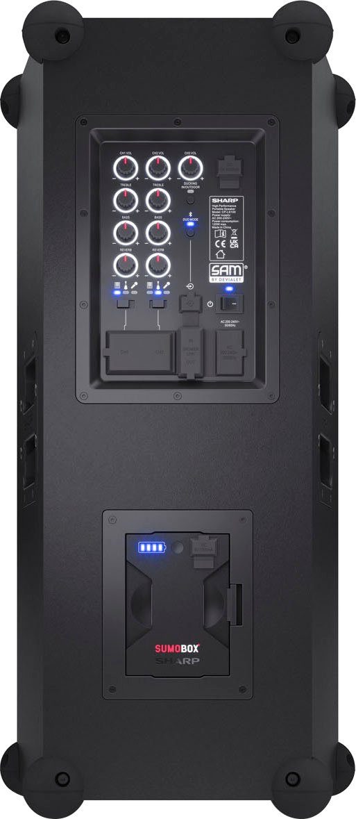 SHARP SumoBox Pro: Tragbarer Power-Lautsprecher Mit 200 W, SAM By Devialet, 8h Akku – PA-System Für DJs & Partys